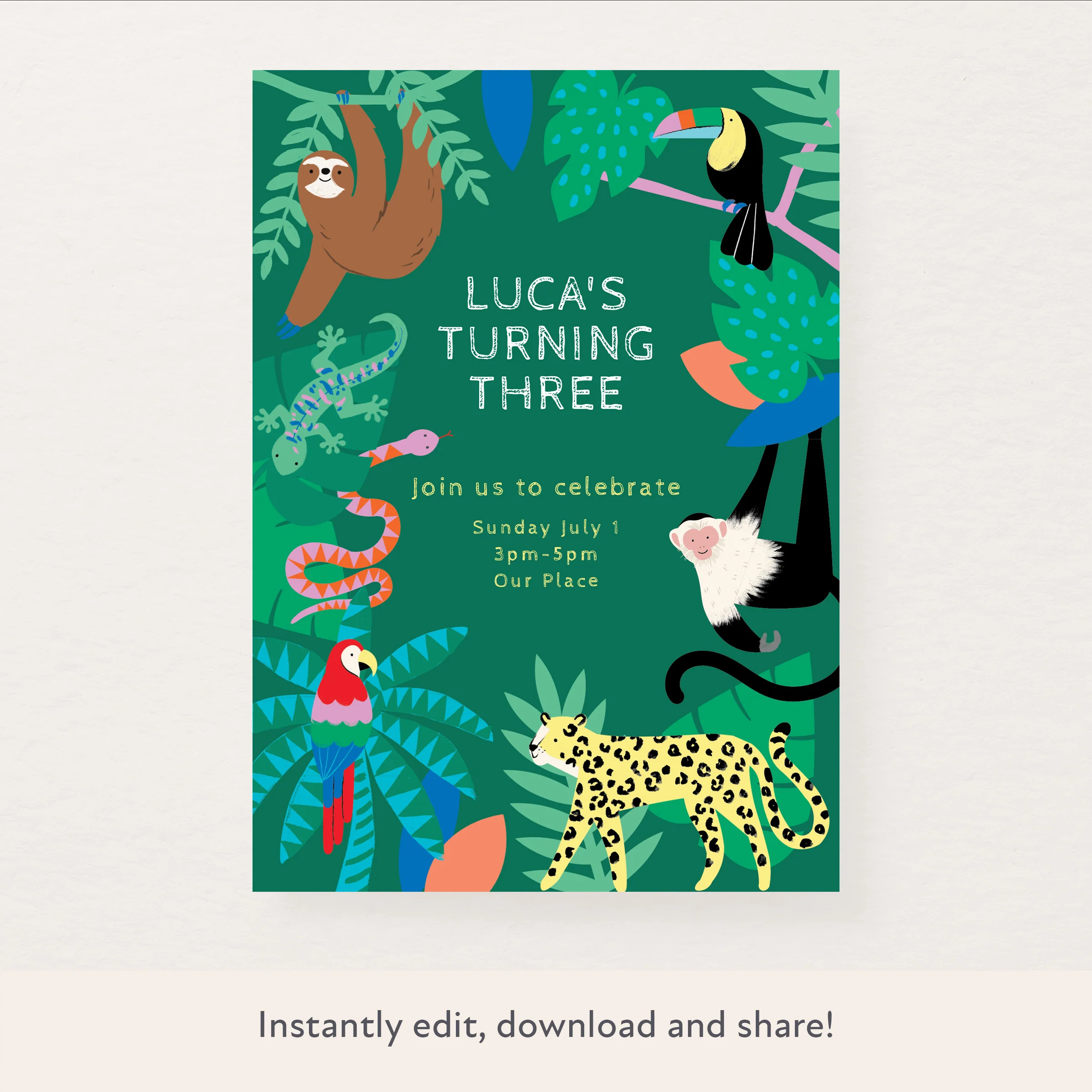 Jungle Download & Print Invitation