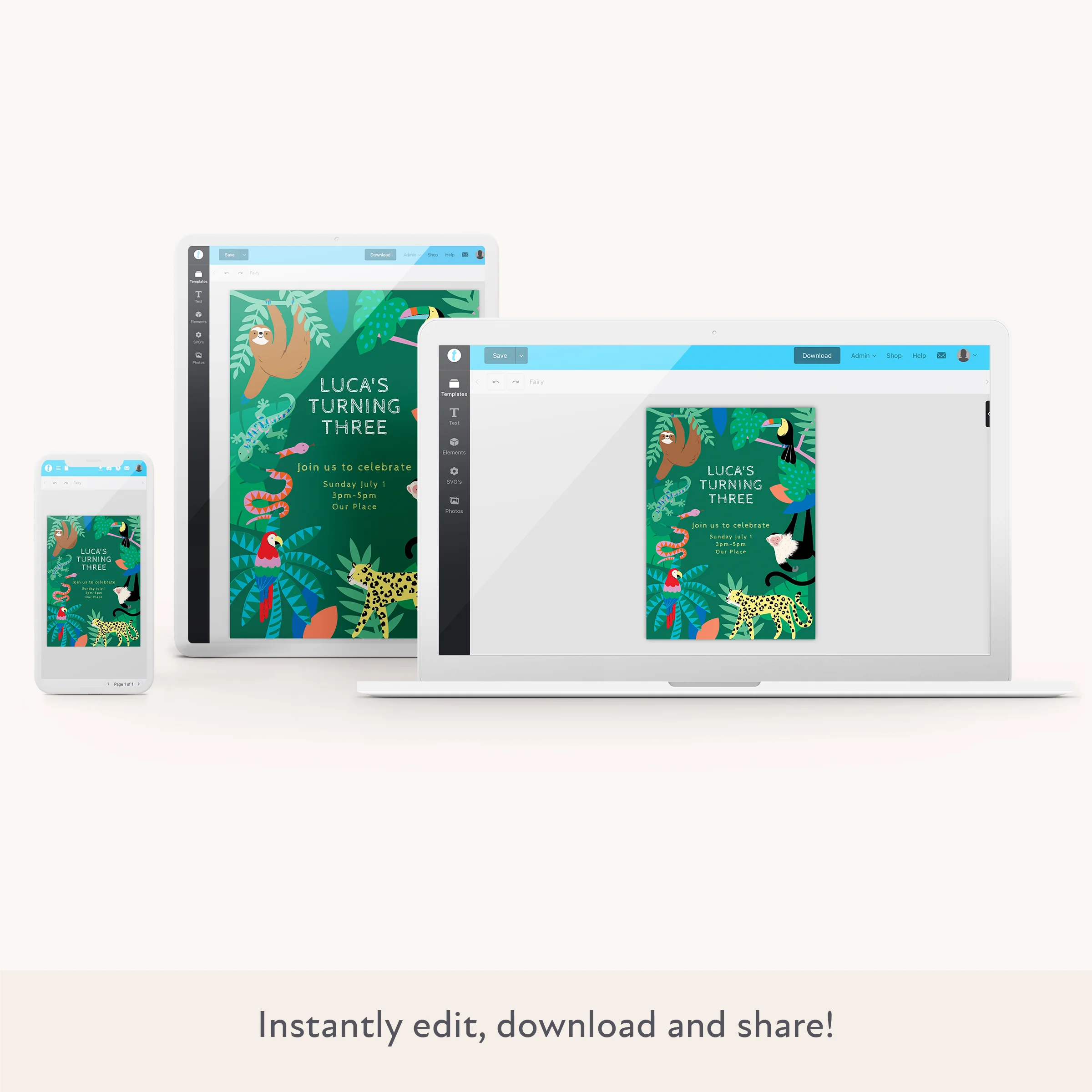 Jungle Download & Print Invitation - Image 2