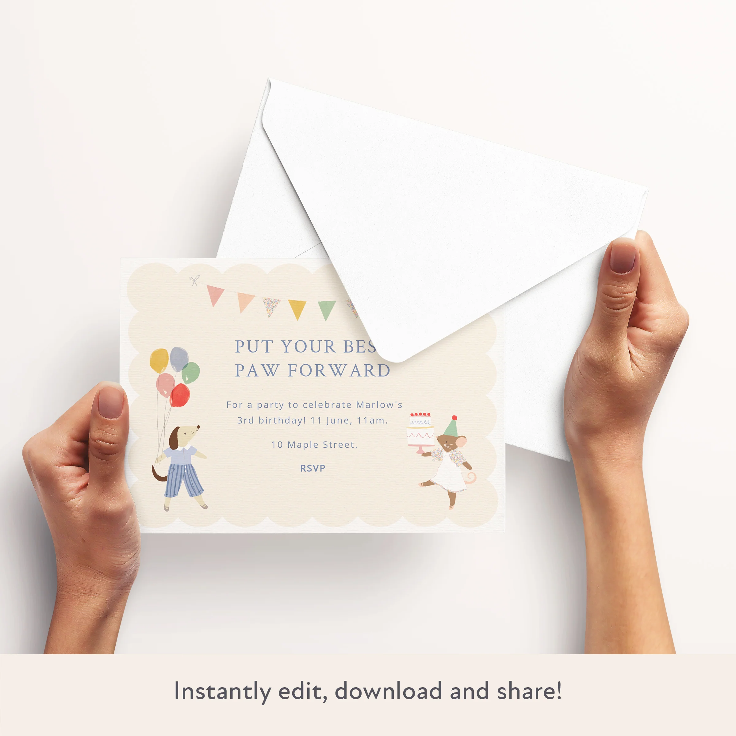 Animal Friends Download & Print Invitation - Image 3