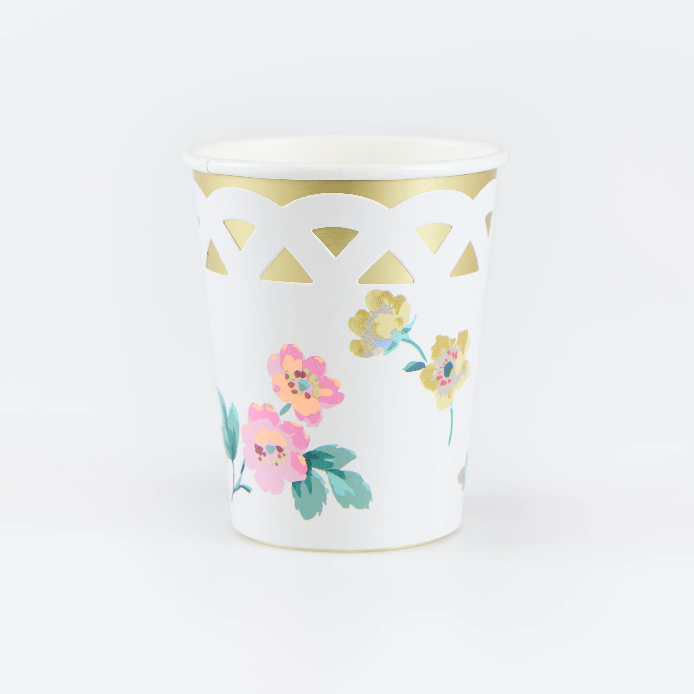 Basketweave Floral Cups (x 8)