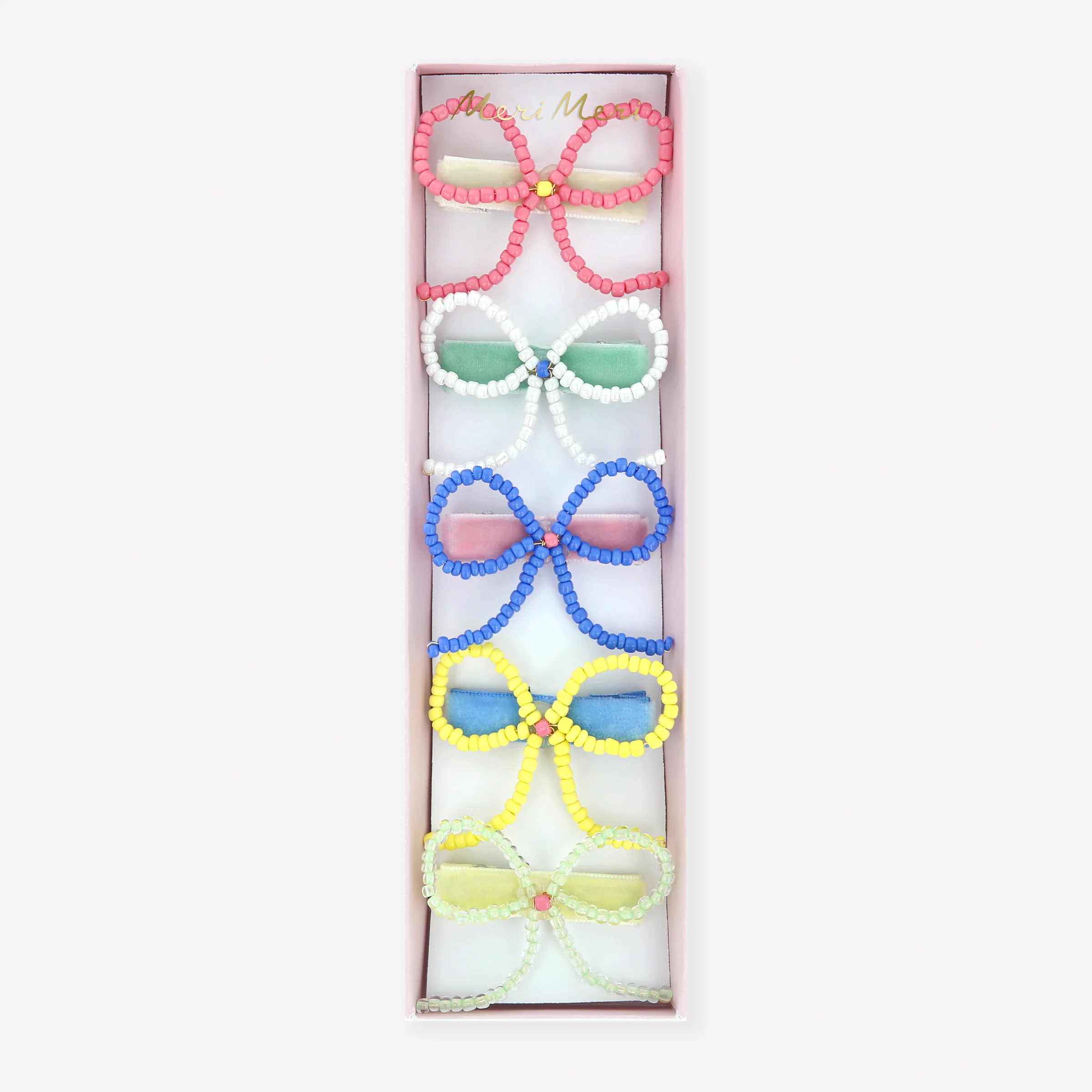 Beaded Bow Hair Clips (x 5)