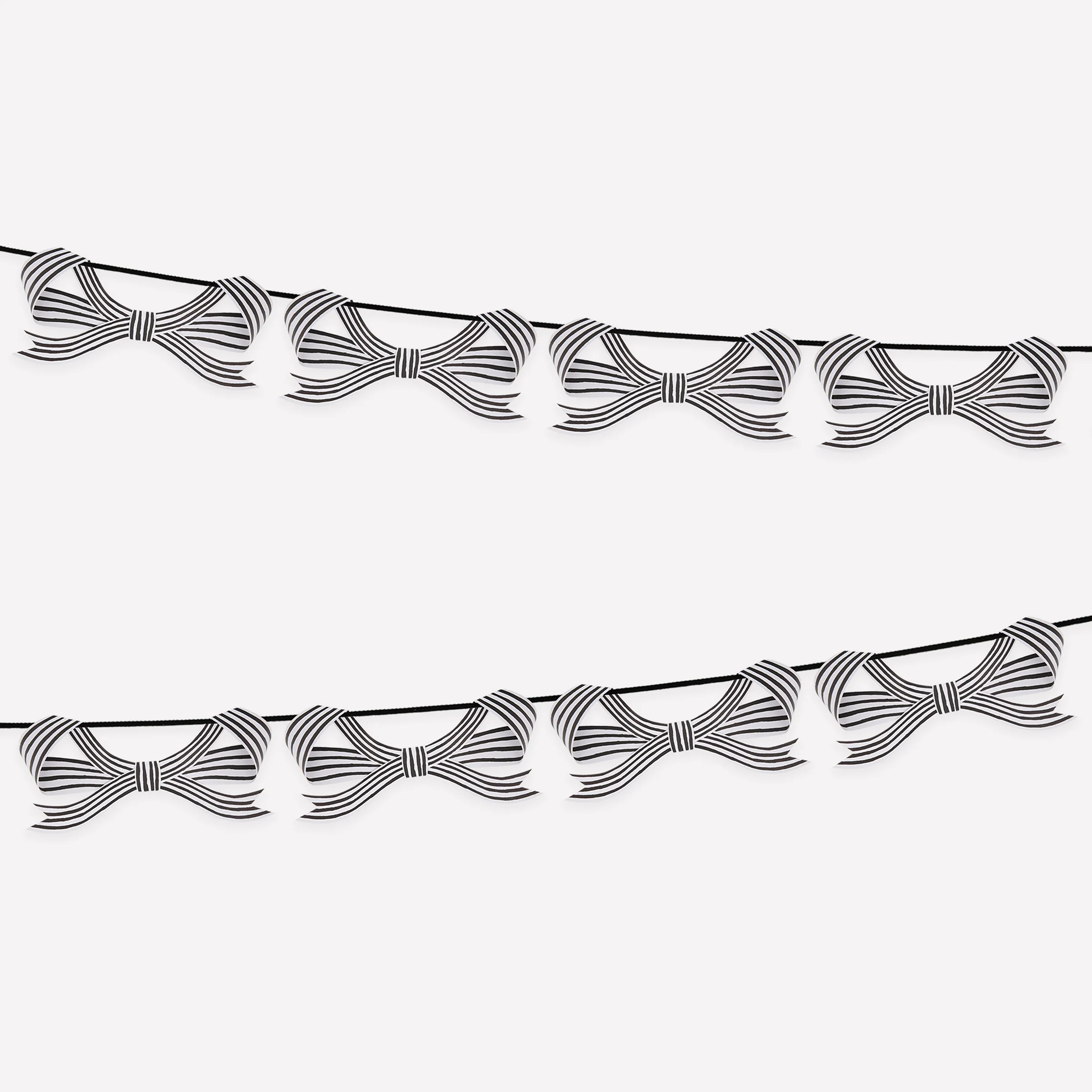 Black & White Stripy Bow Garland - Image 2