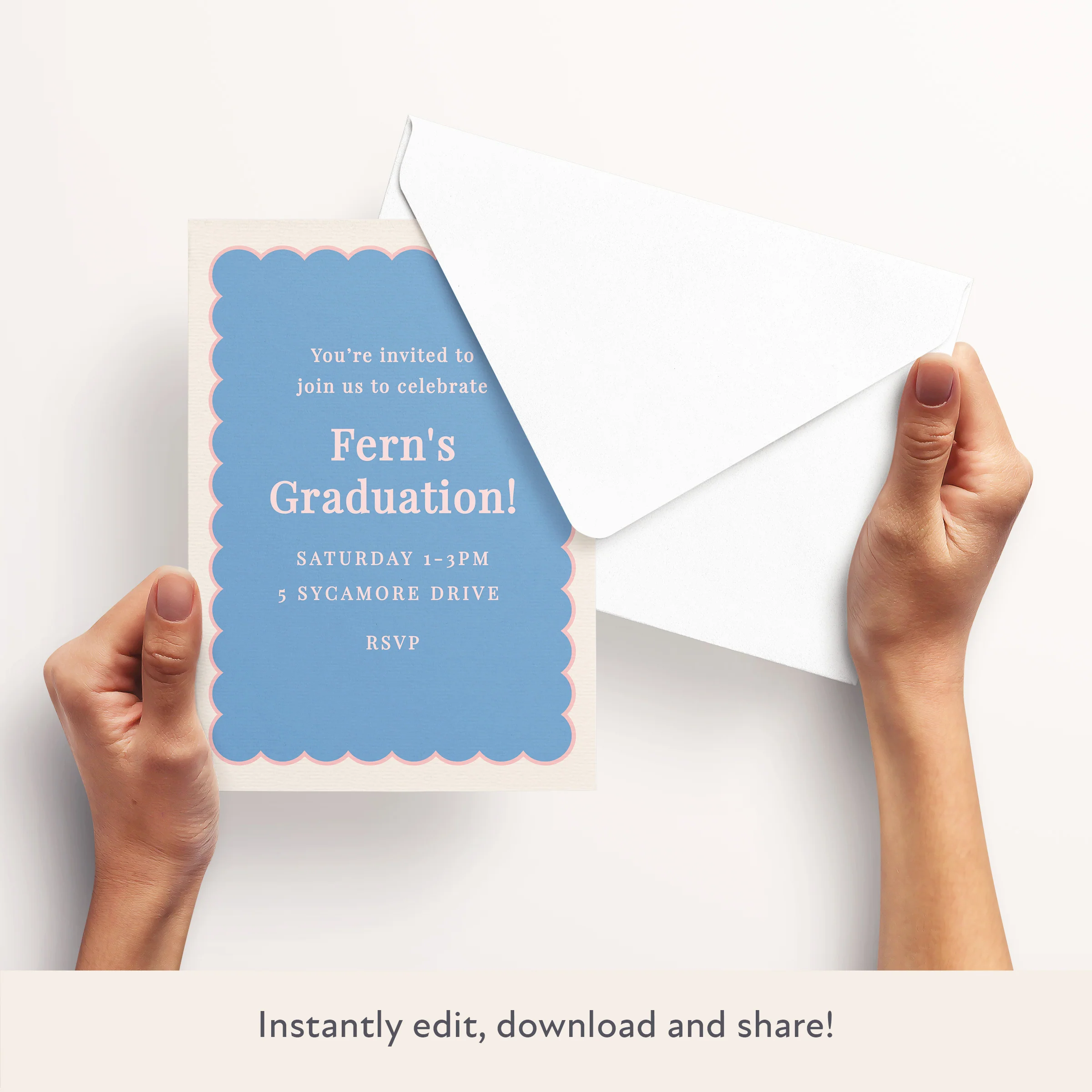 Blue Scallop Download & Print Invitation - Image 3