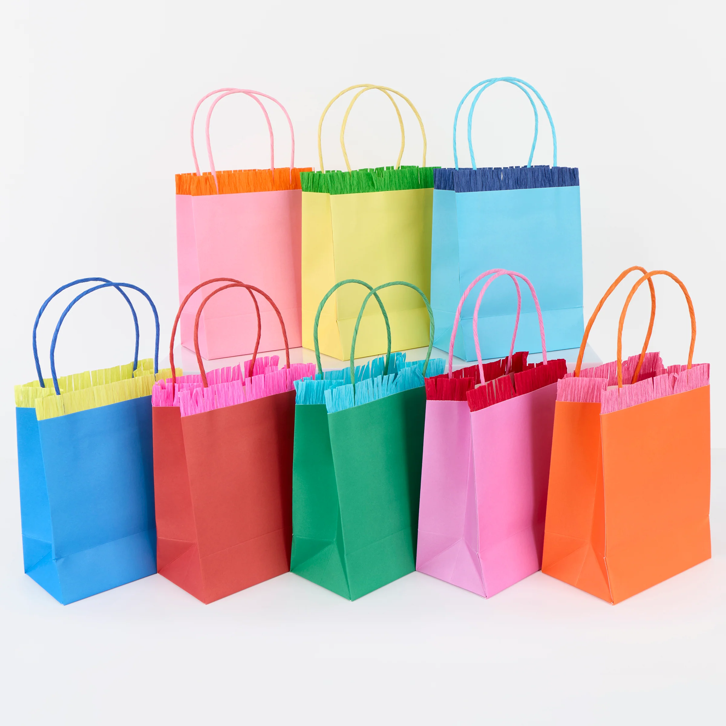 Bright Fringed Party Bags (x 8)