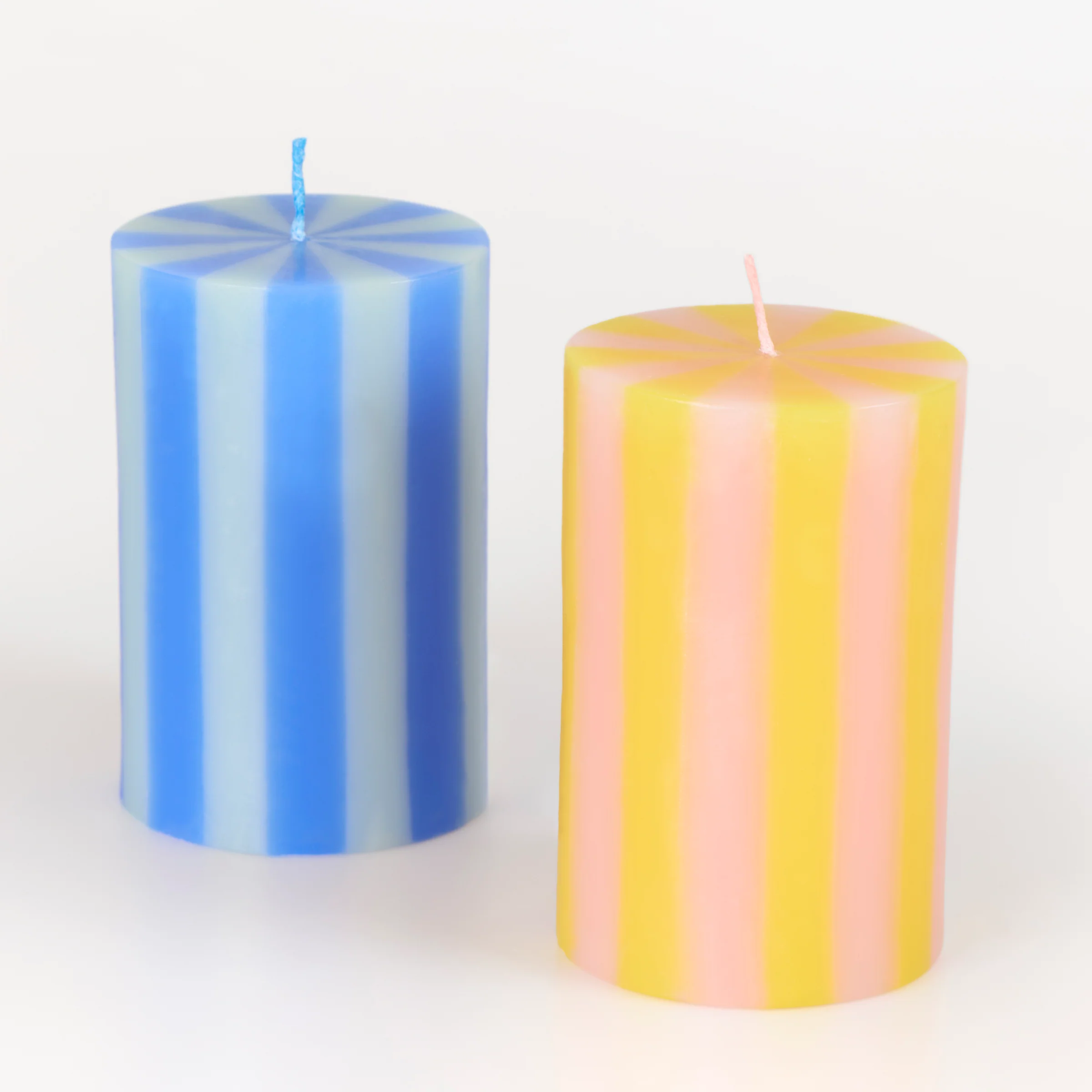 Bright Striped Pillar Candles (x 5) - Image 2