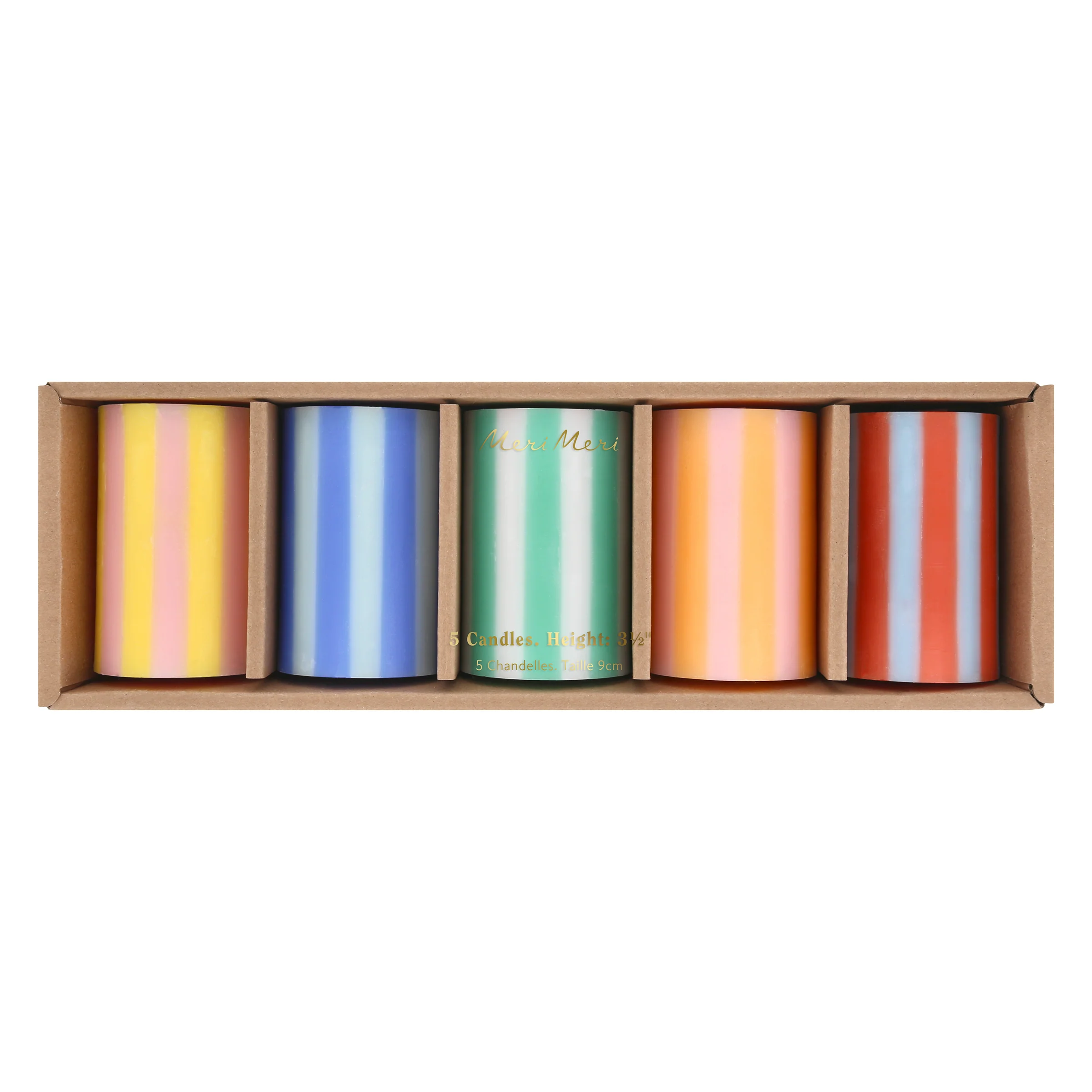Bright Striped Pillar Candles (x 5) - Image 3