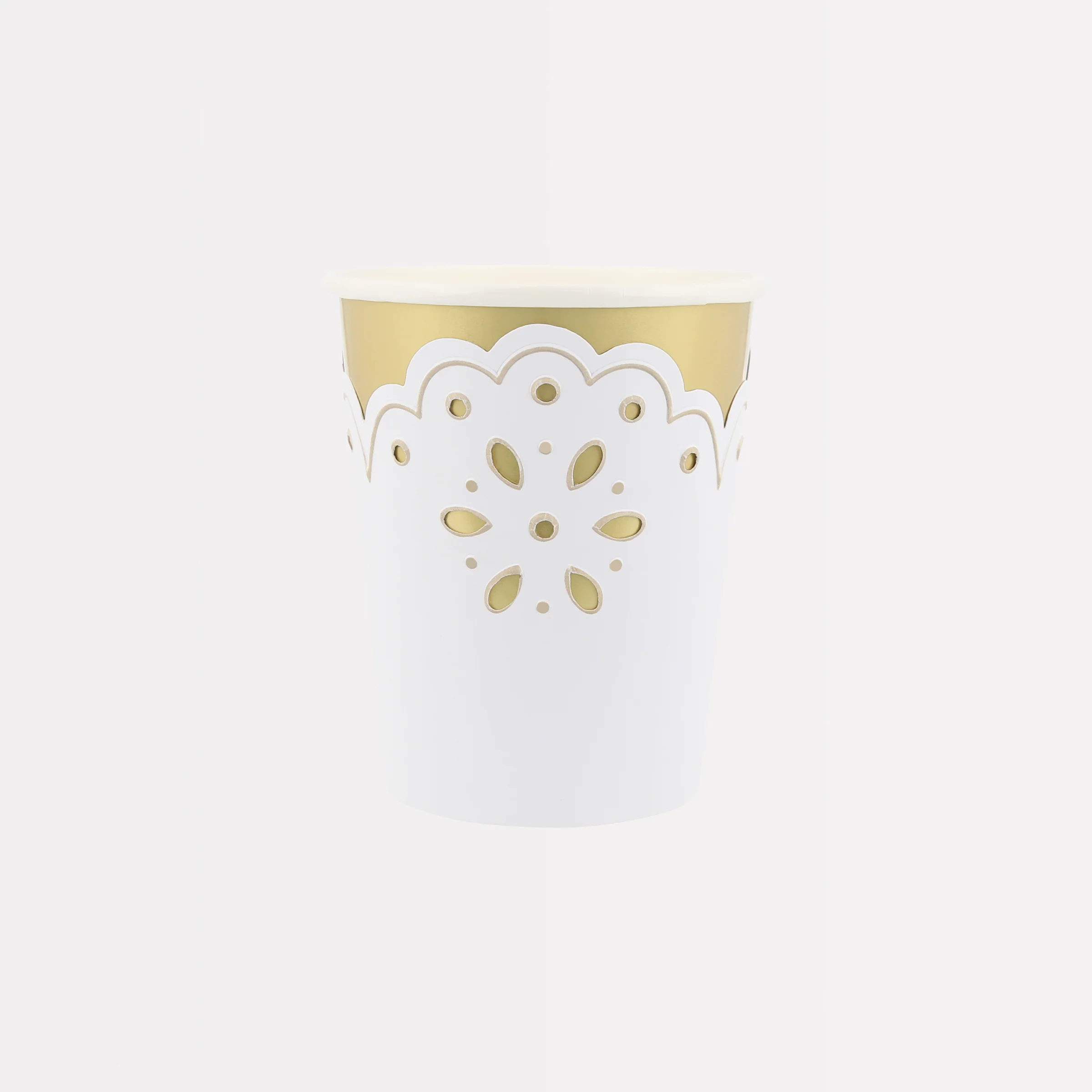 Broderie Anglaise Lace White Cups (x 8)