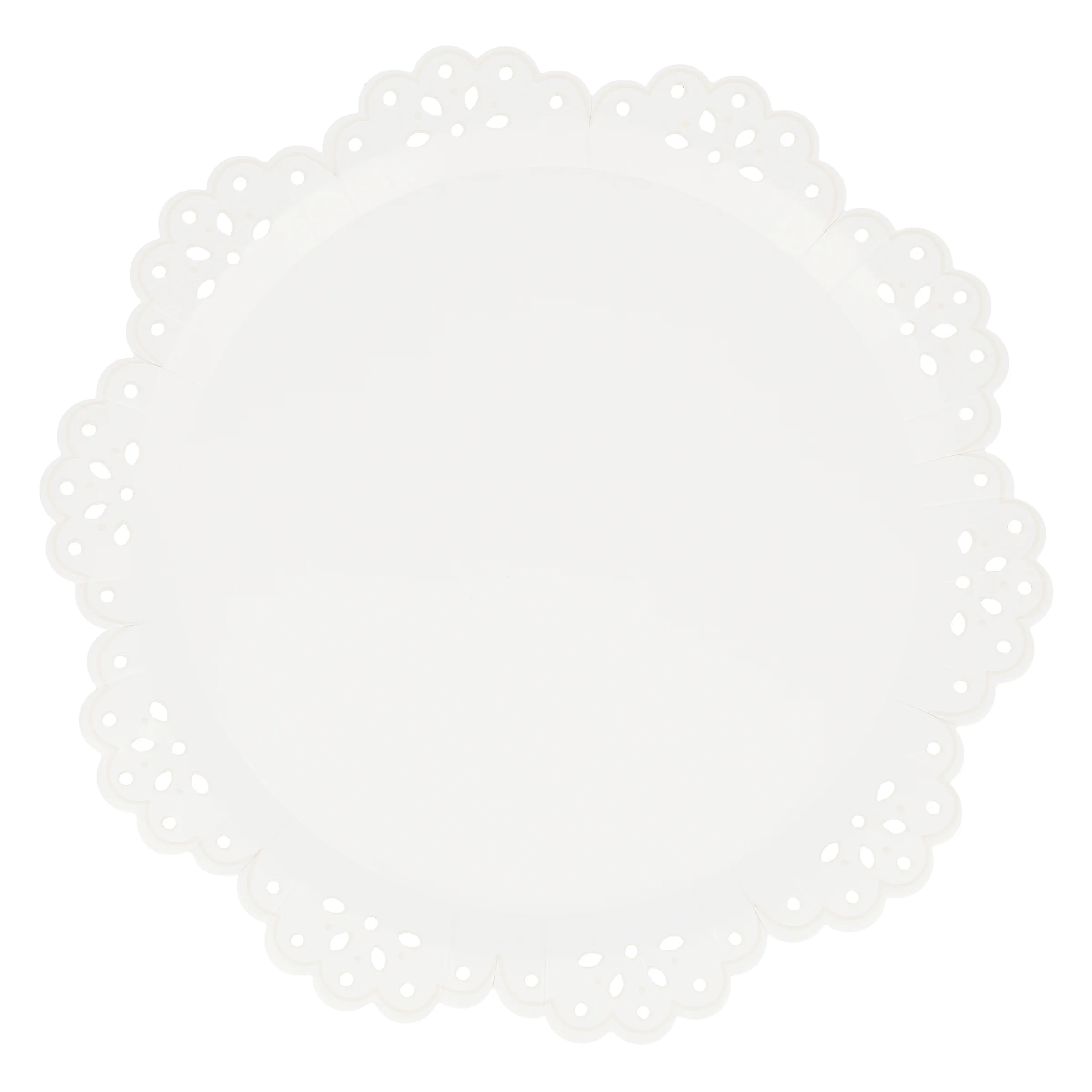 Broderie Anglaise Lace White Dinner Plates (x 8)