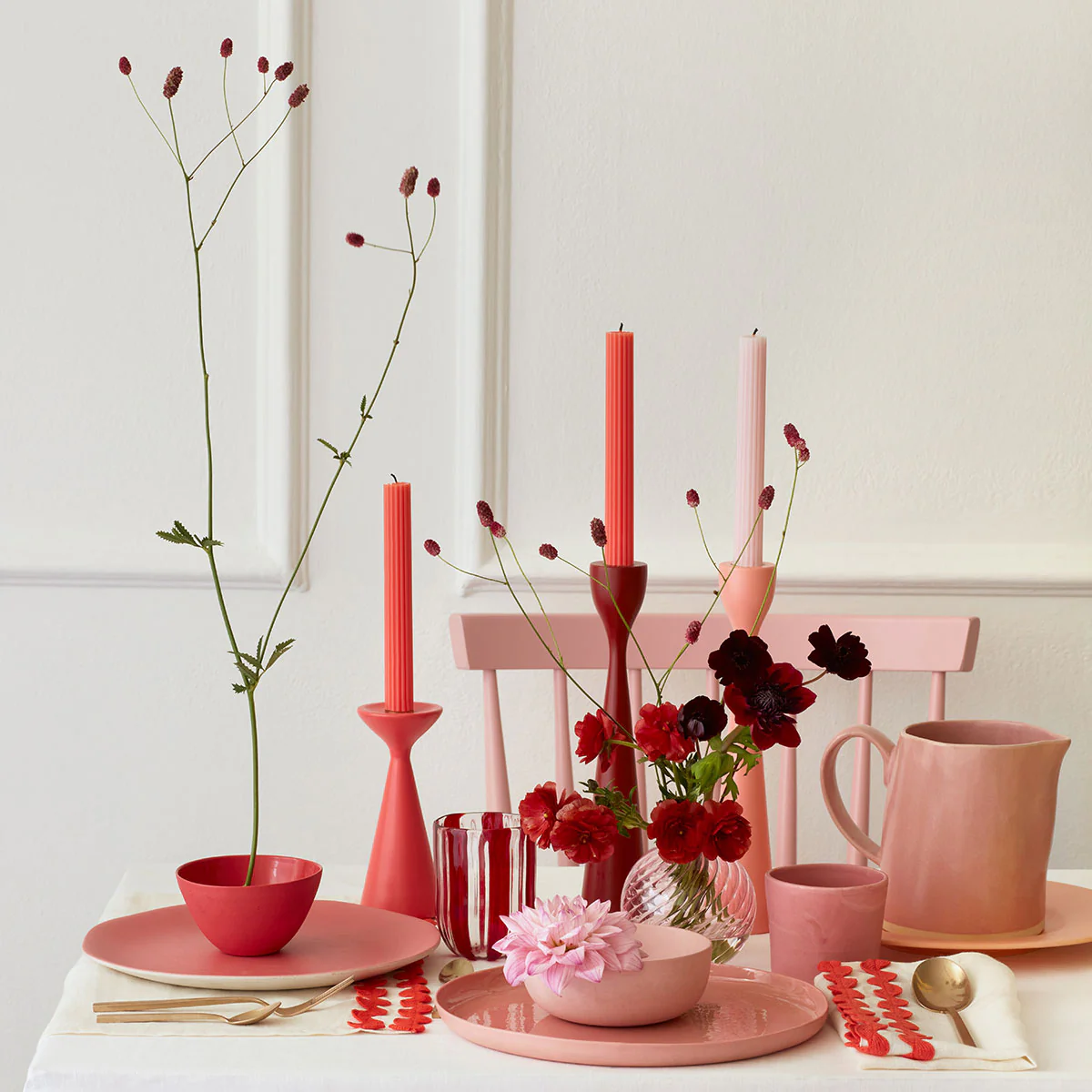 Cotton Candy Pink Table Candles (x 2) - Image 2