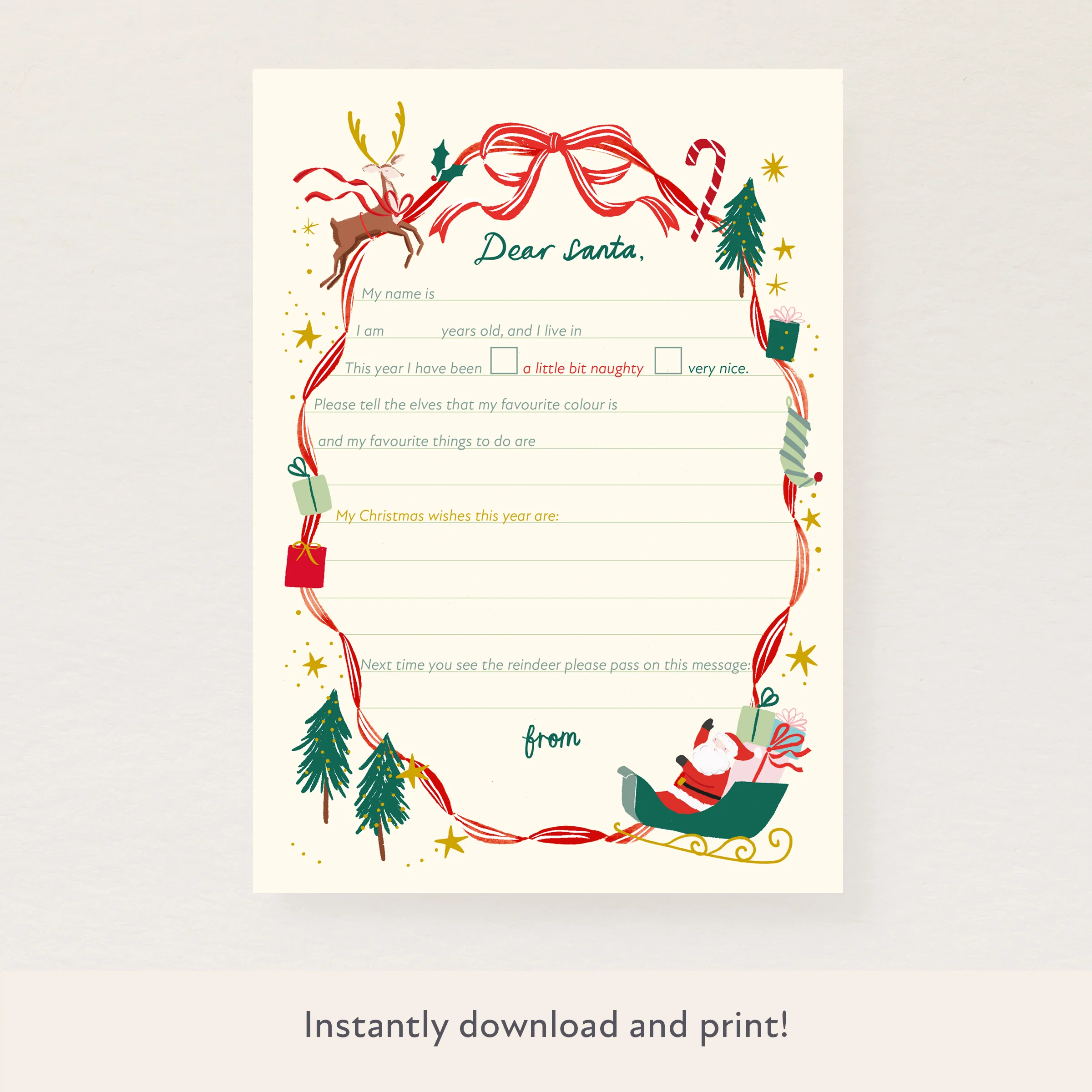 Download & Print Letter To Santa