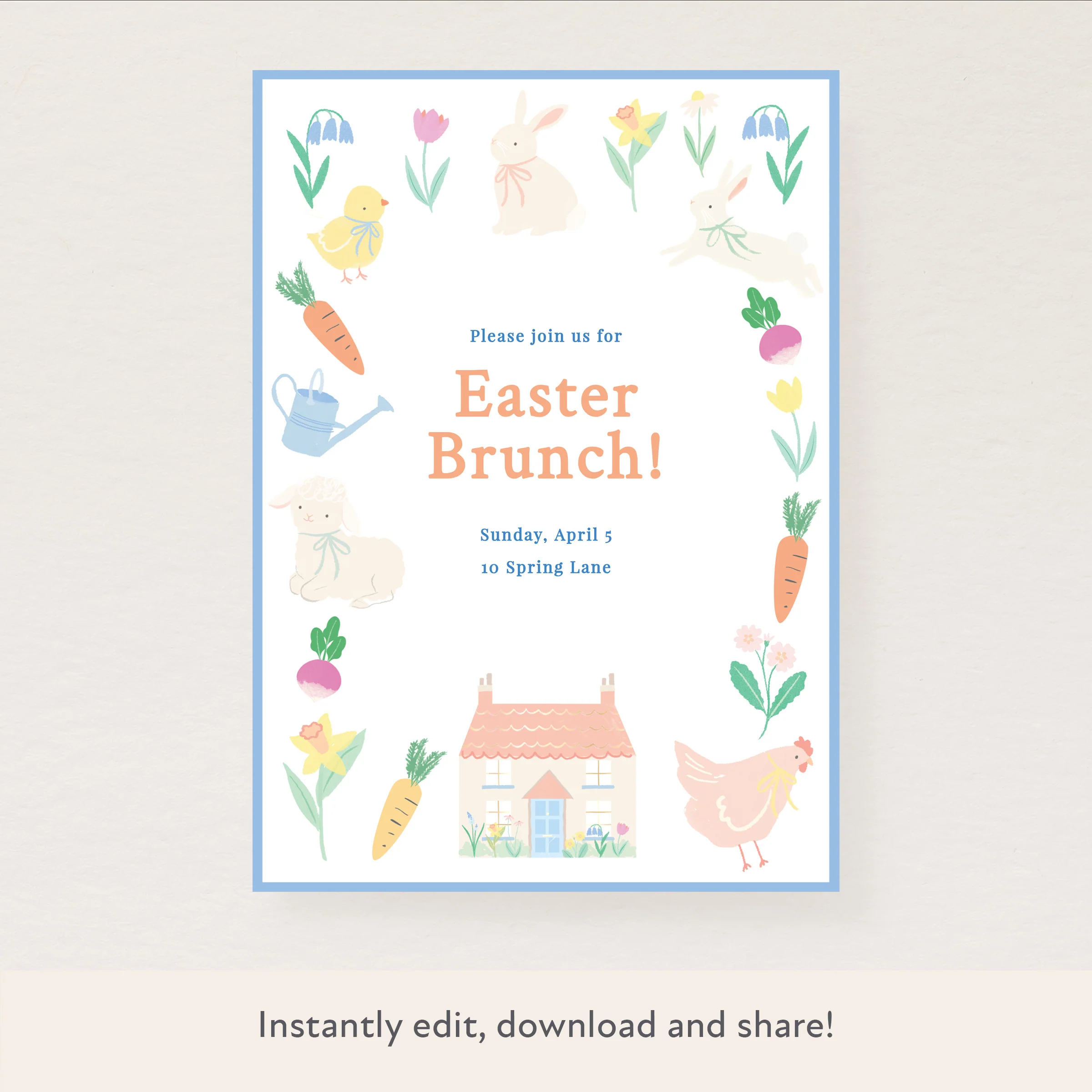Easter Vegetable Garden Download & Print Invitation
