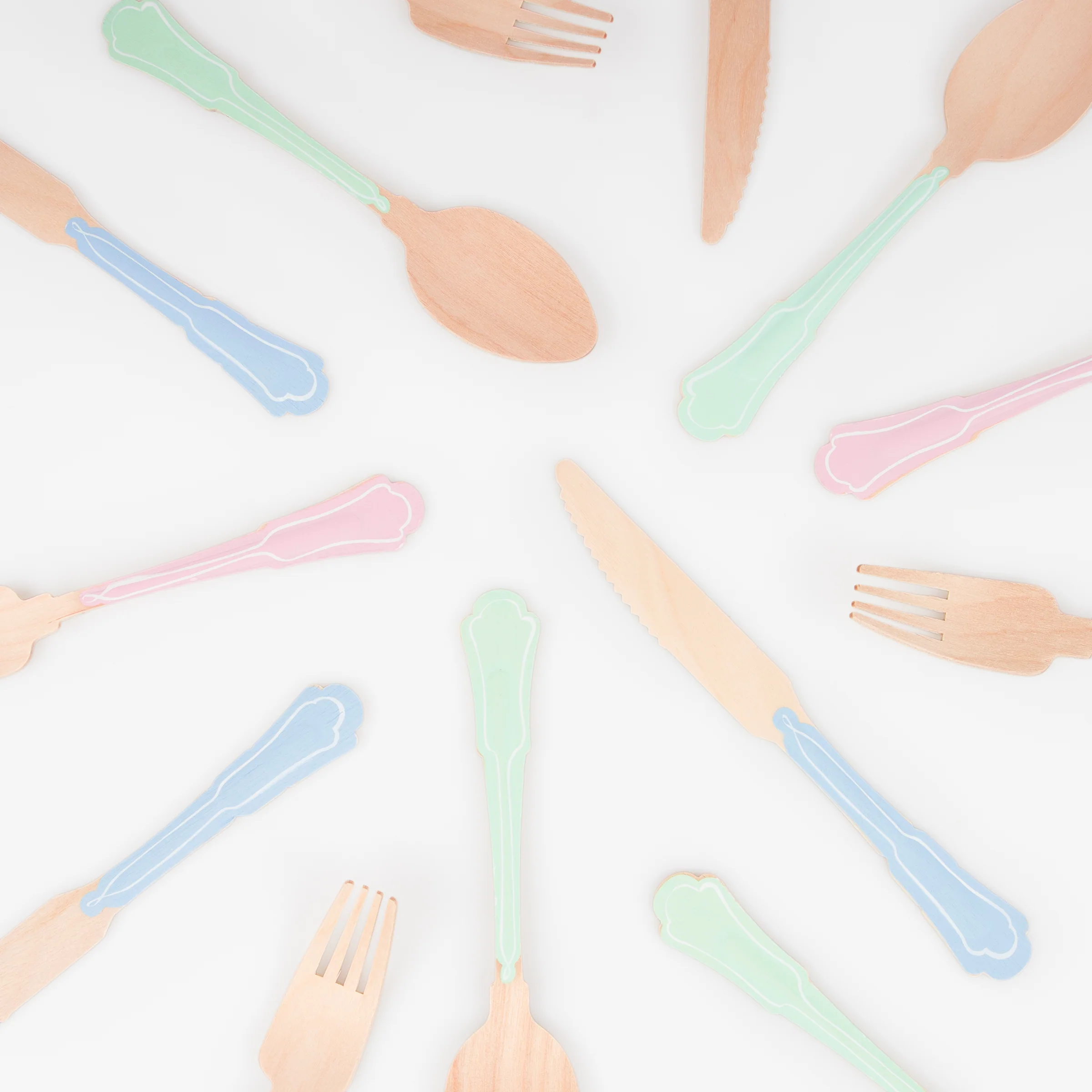 Elegant Mixed Colour Wooden Cutlery Set (x 24) - Image 3