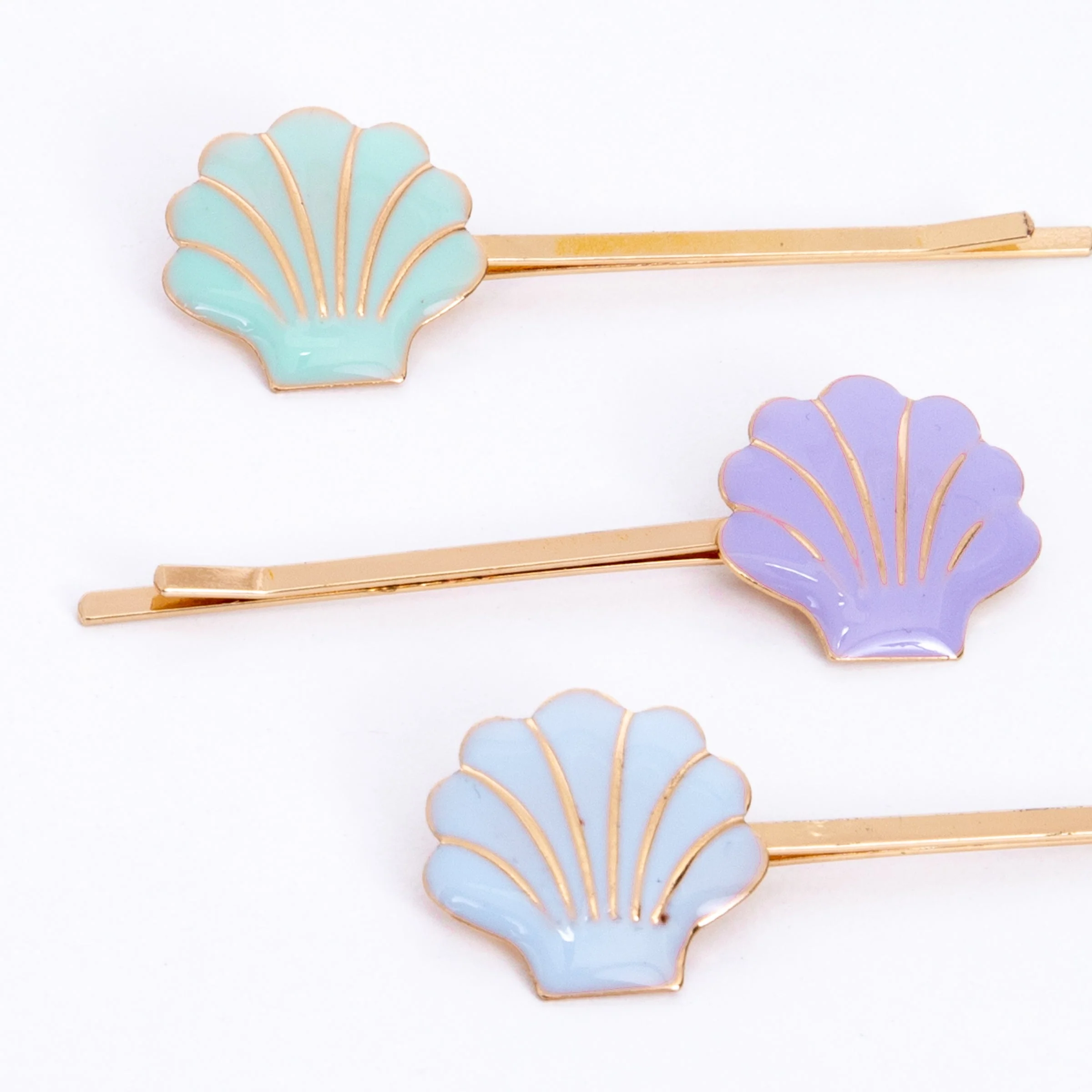 Enamel Shell Hair Slides (x 6) - Image 3