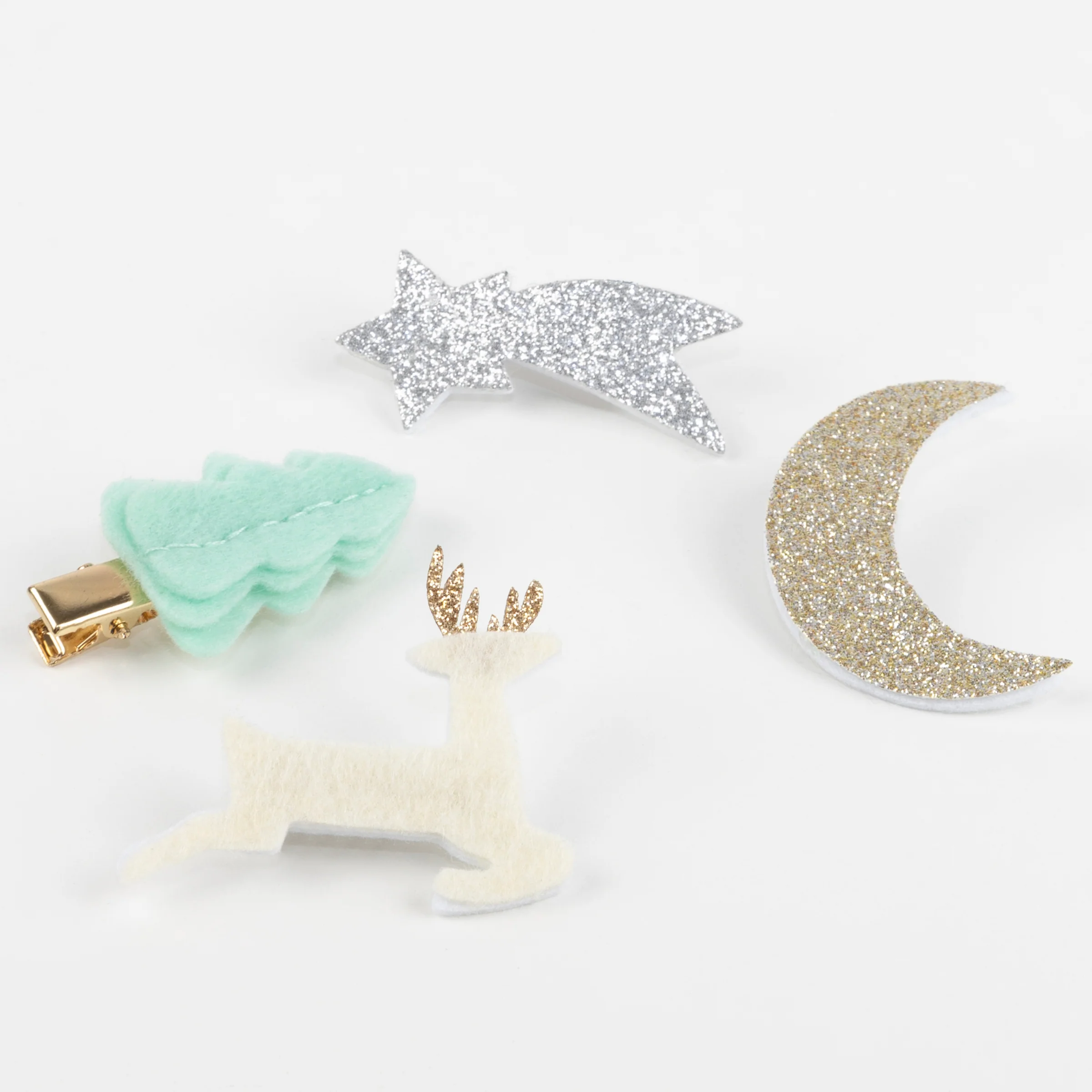 Felt & Glitter Icon Hair Clips (x 4) - Image 3