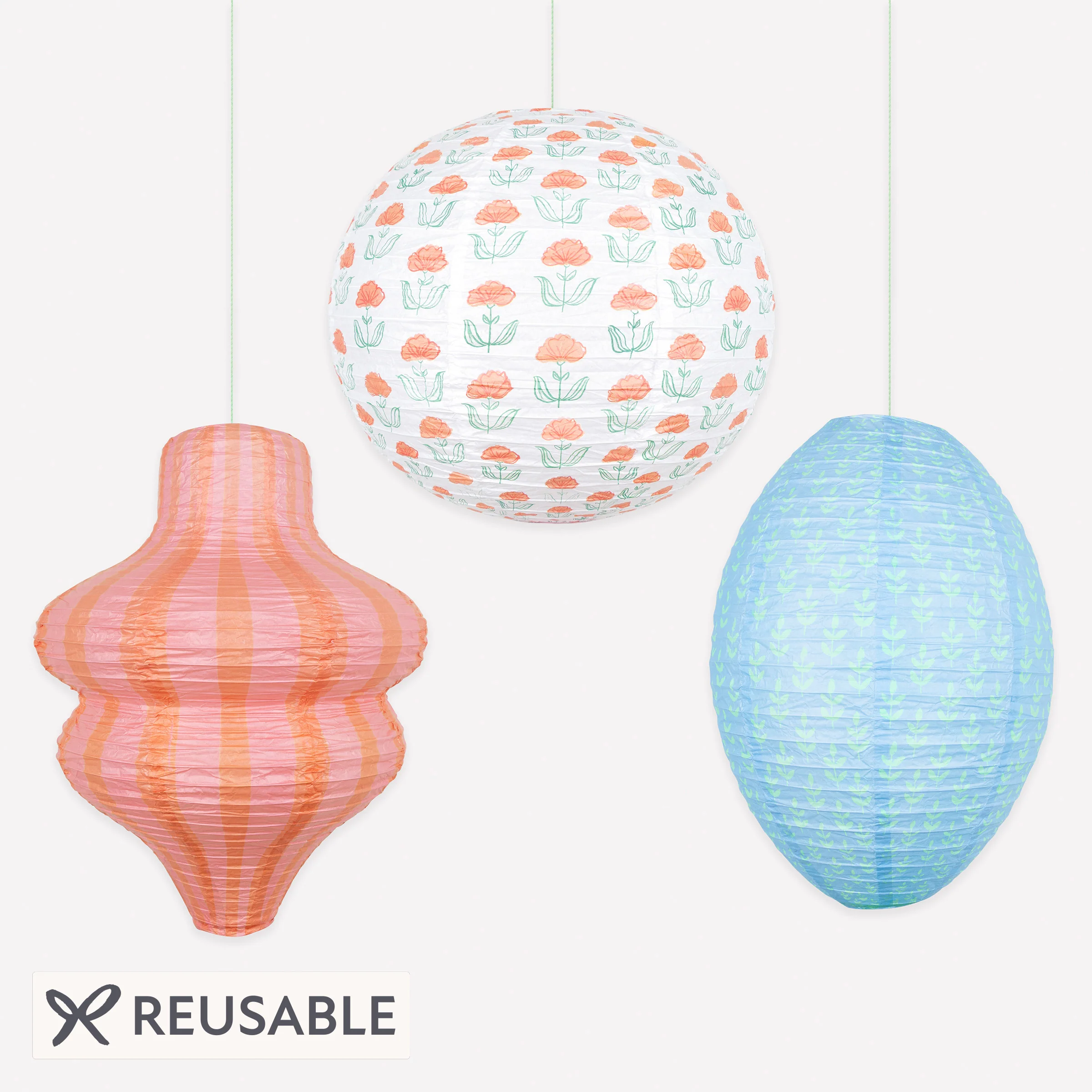 Flora Orange & Blue Lanterns (x 3)