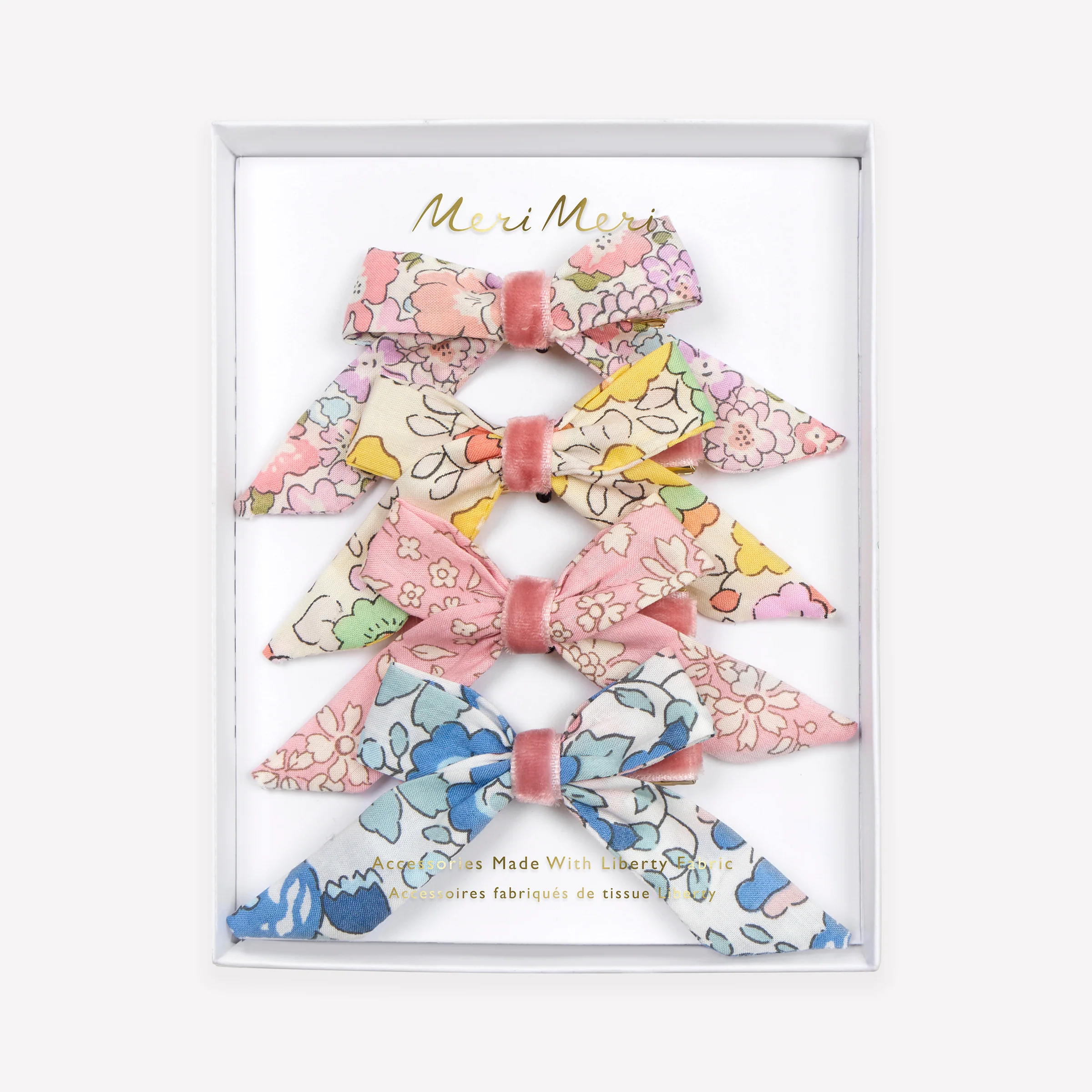 Floral Pattern Bow Hair Clips (x 4)