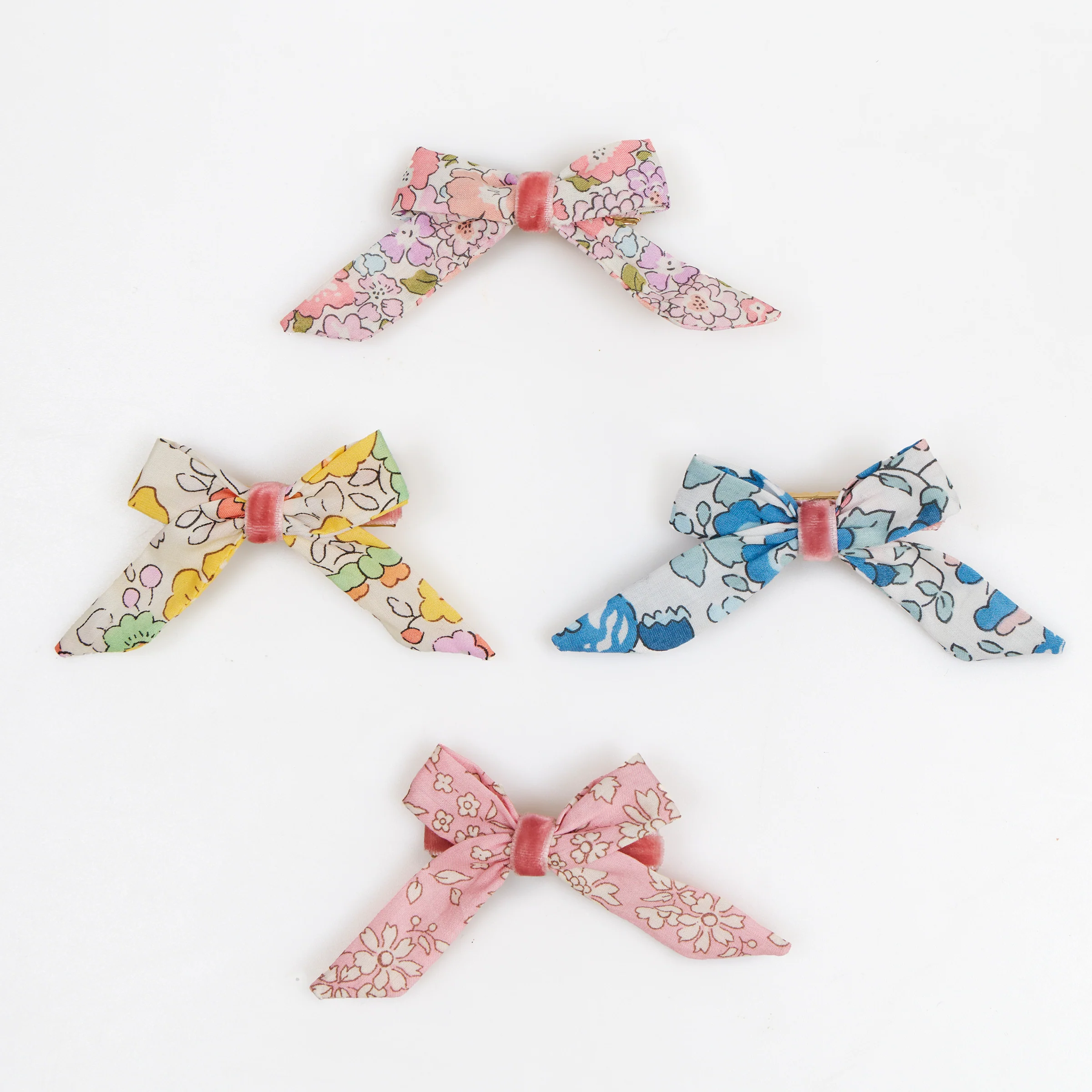 Floral Pattern Bow Hair Clips (x 4) - Image 2
