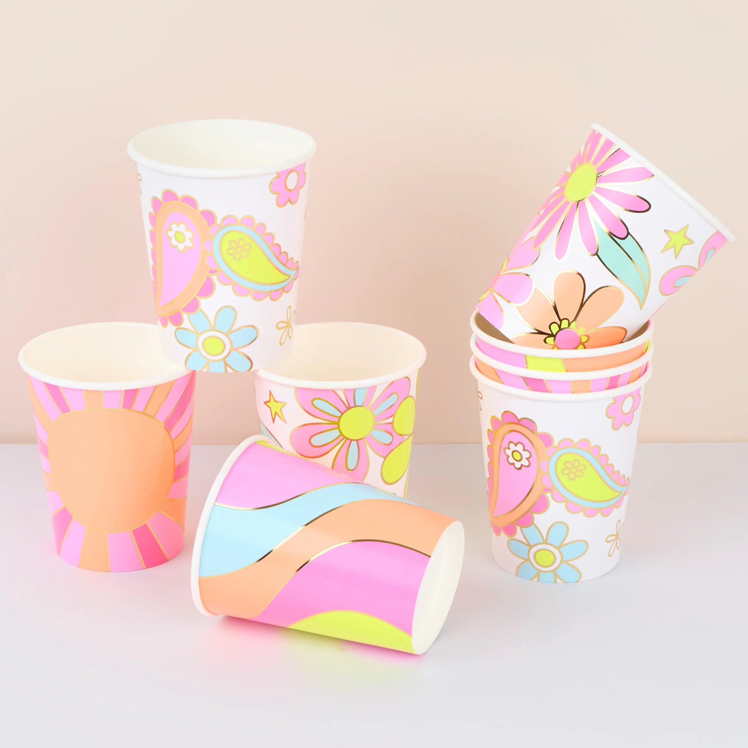 Flower Power Cups (x 8)