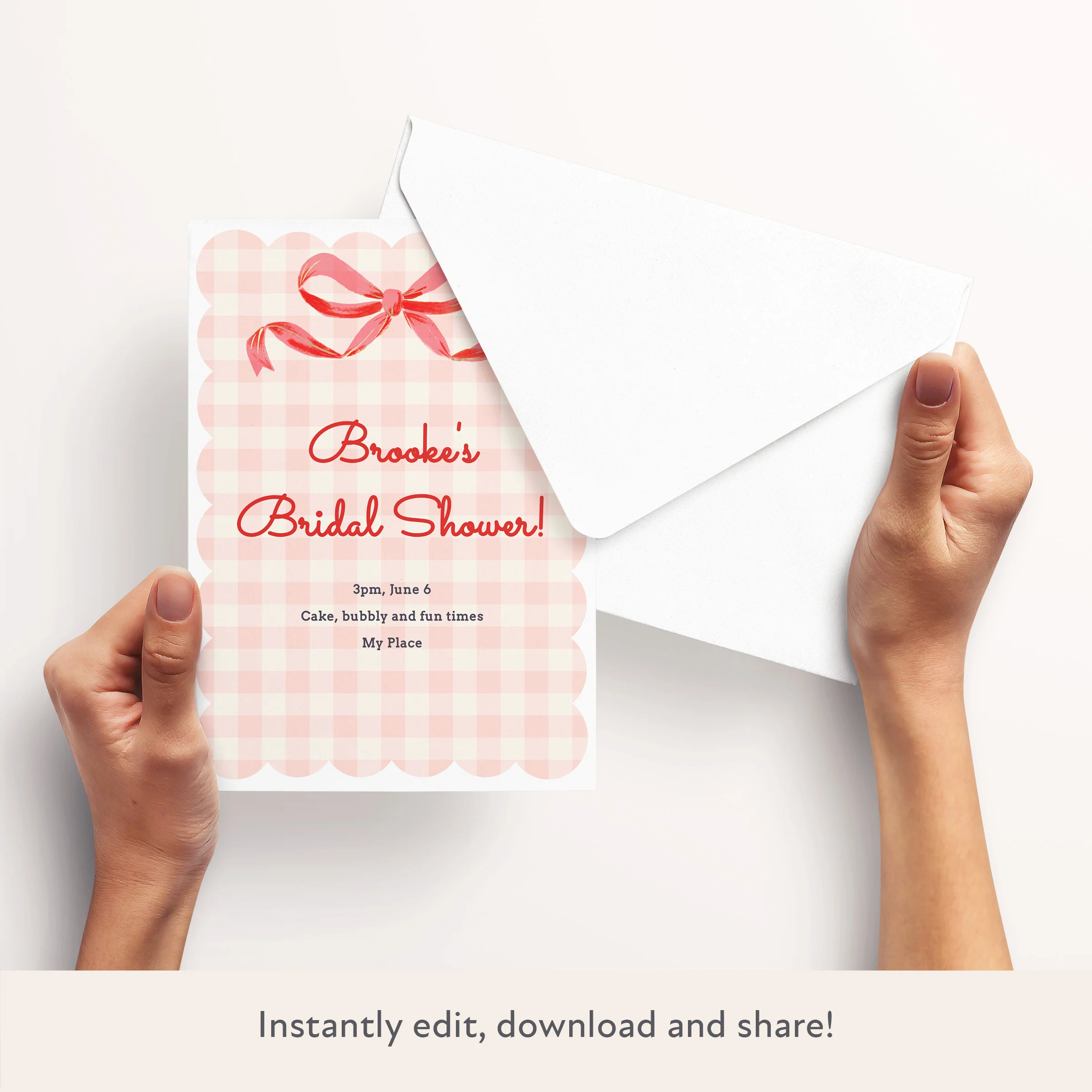 Gingham Bow Download & Print Invitation - Image 3