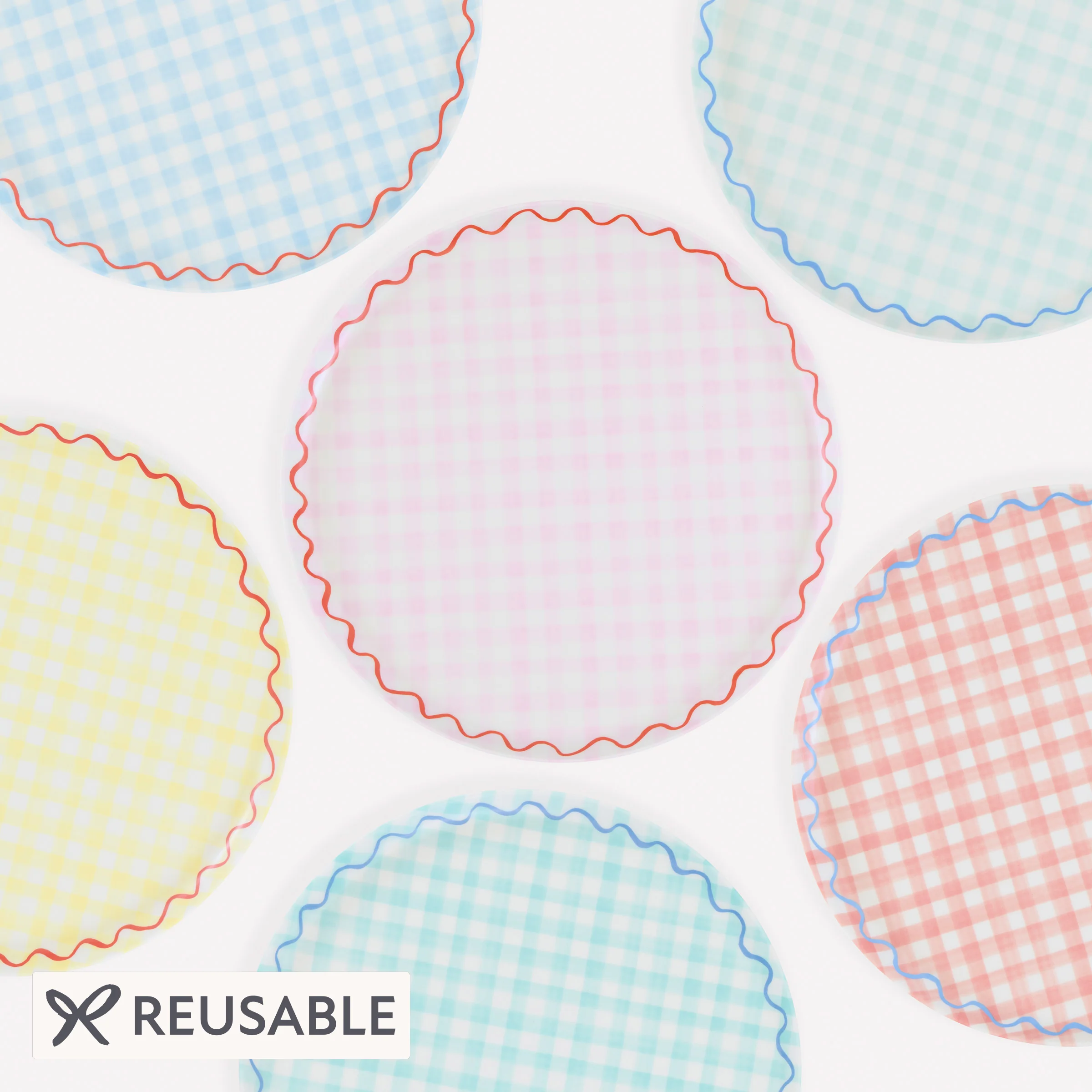 Gingham Reusable Large Plates (x 6)