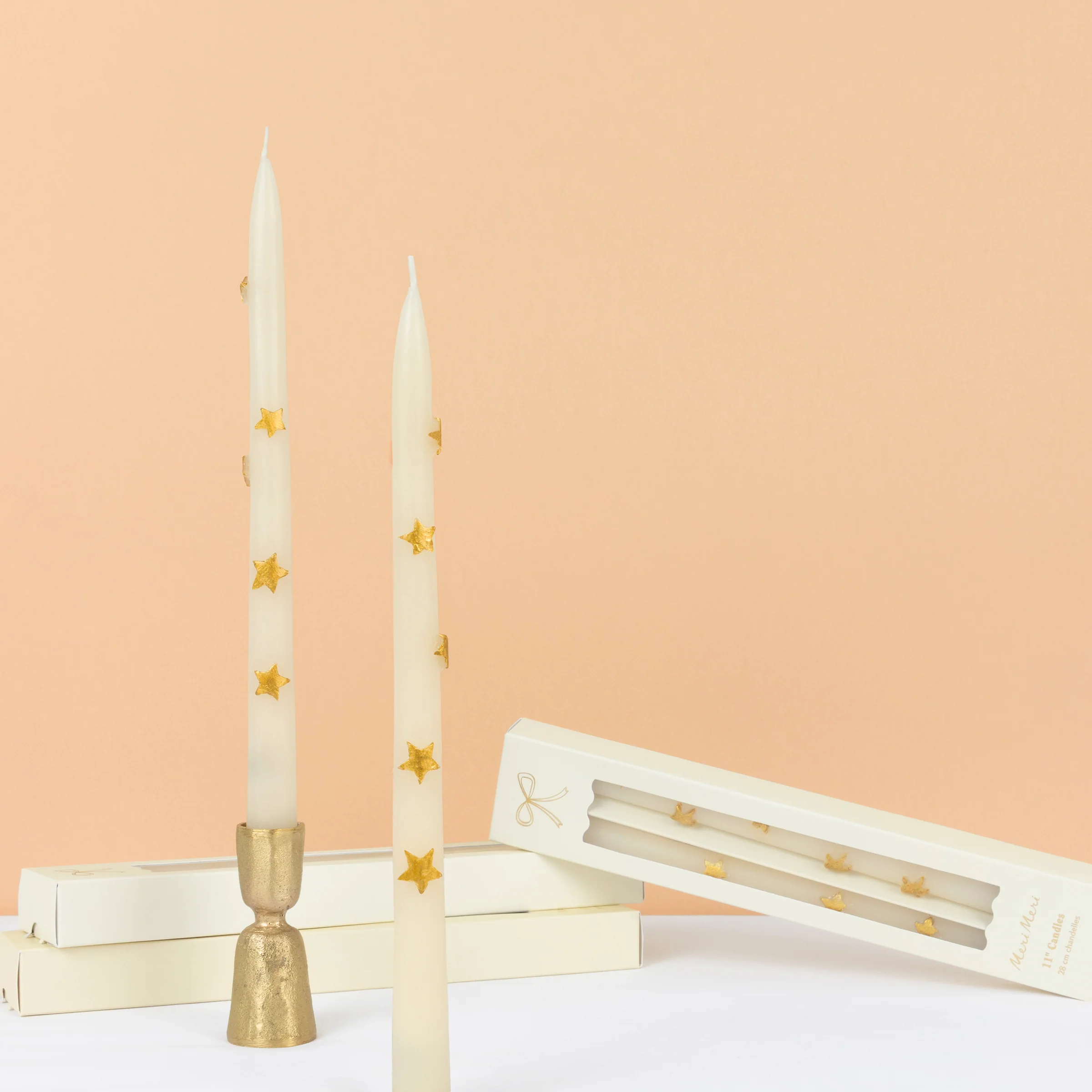 Gold Star Taper Candles (x 2)