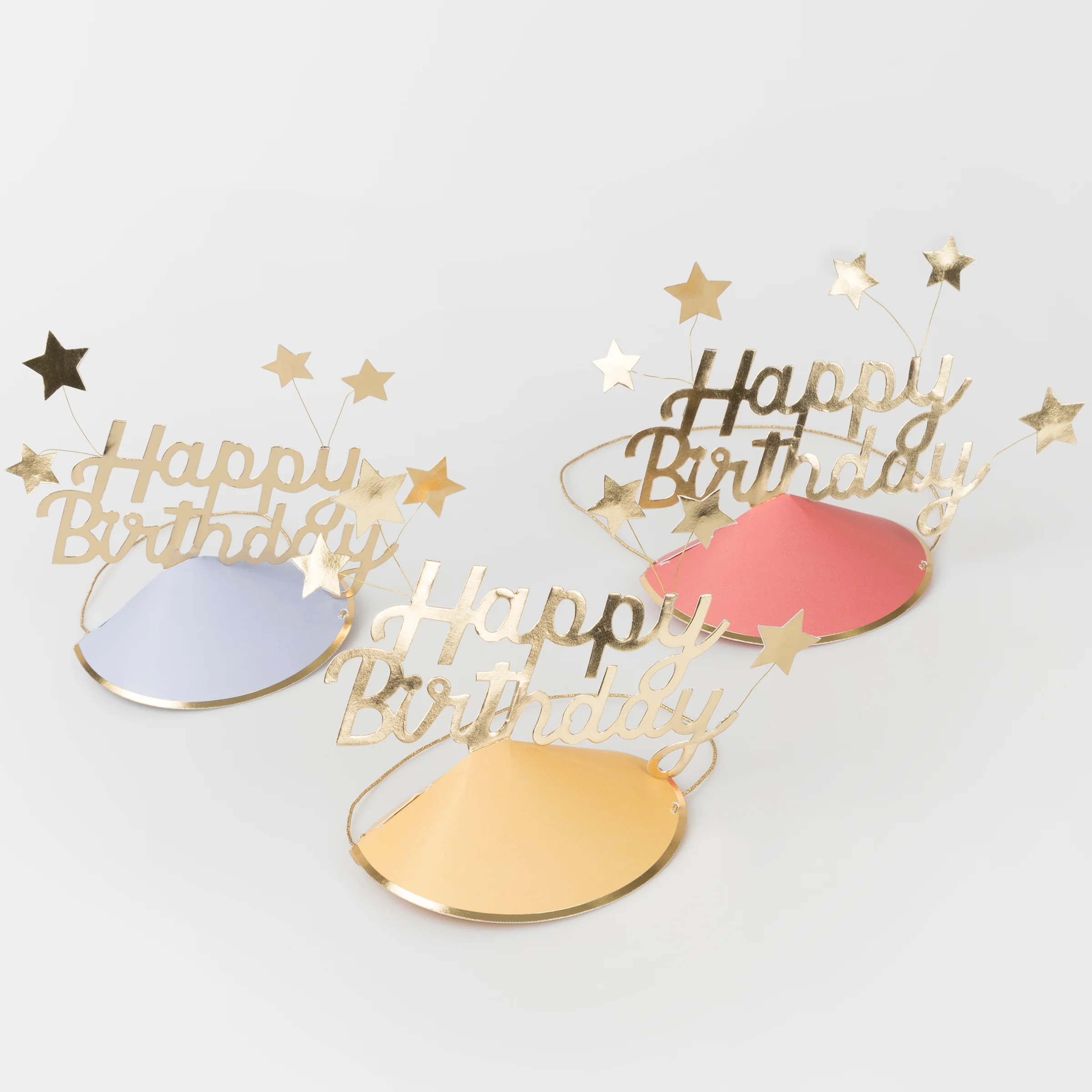 Happy Birthday & Foil Star Party Hats (x 6)