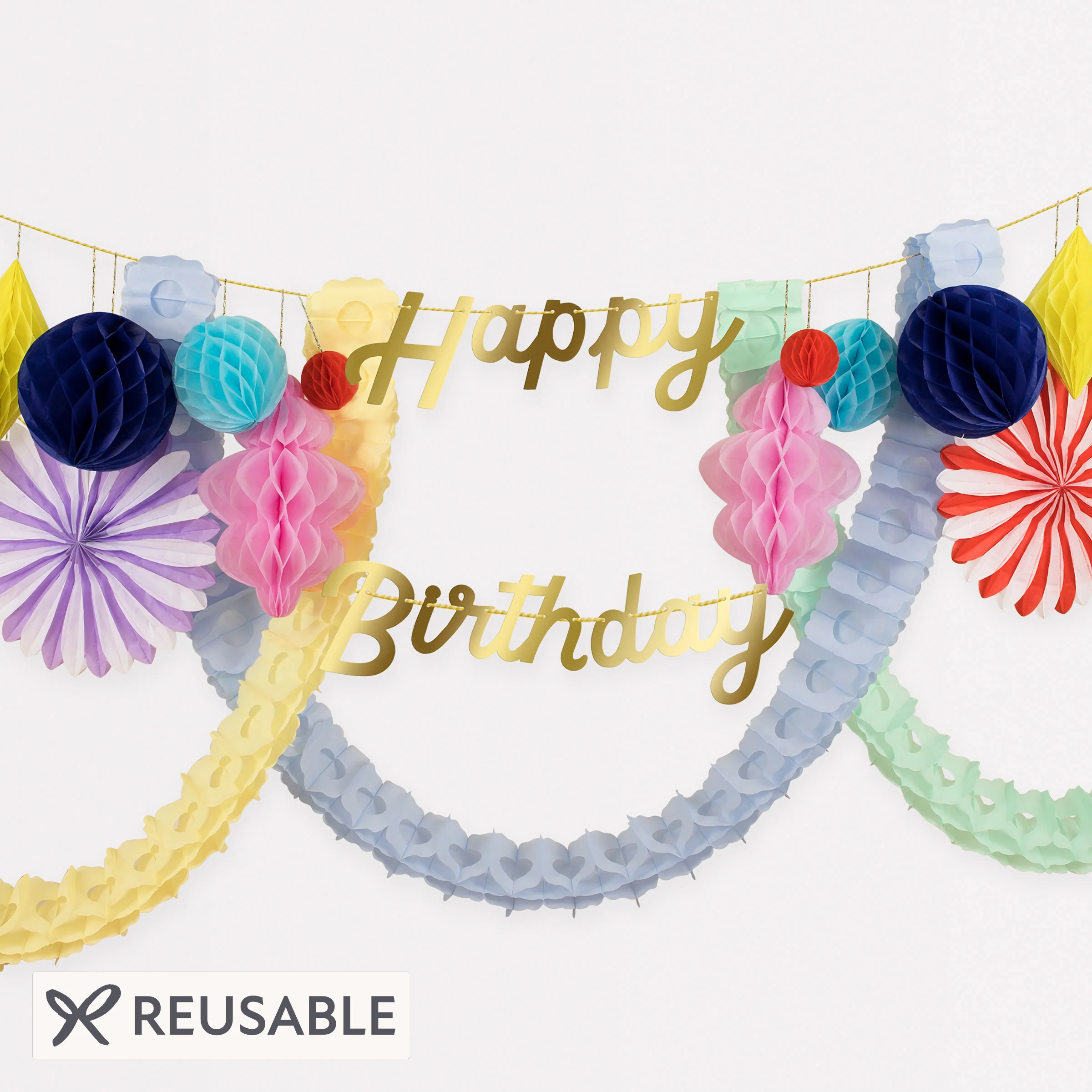 Happy Birthday Honeycomb Garland