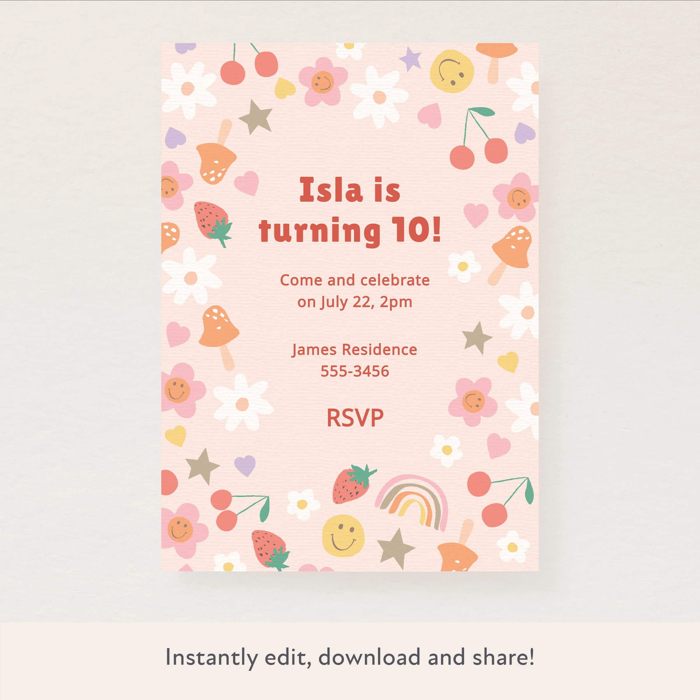 Happy Icons Download & Print Invitation