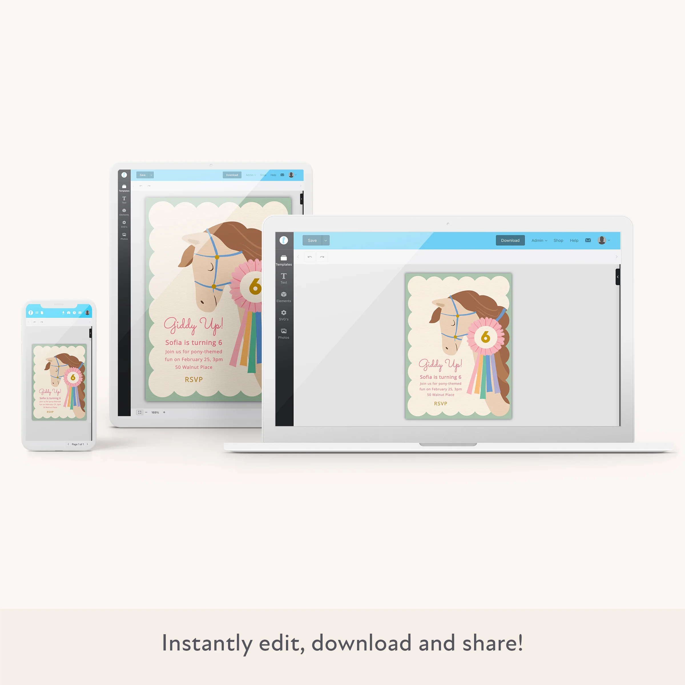 Horses Download & Print Invitation - Image 2