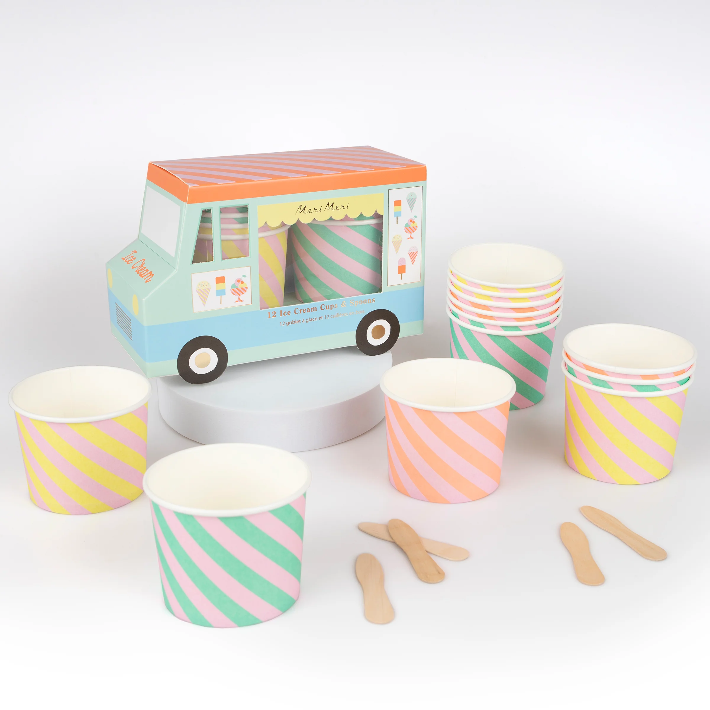 Ice Cream Cups & Spoons (x 12)