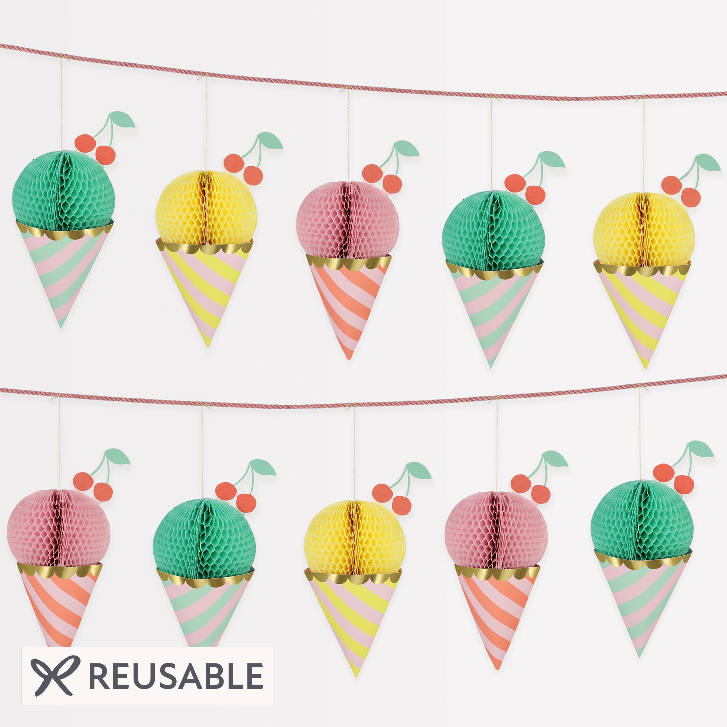 Ice Cream Honeycomb Garland