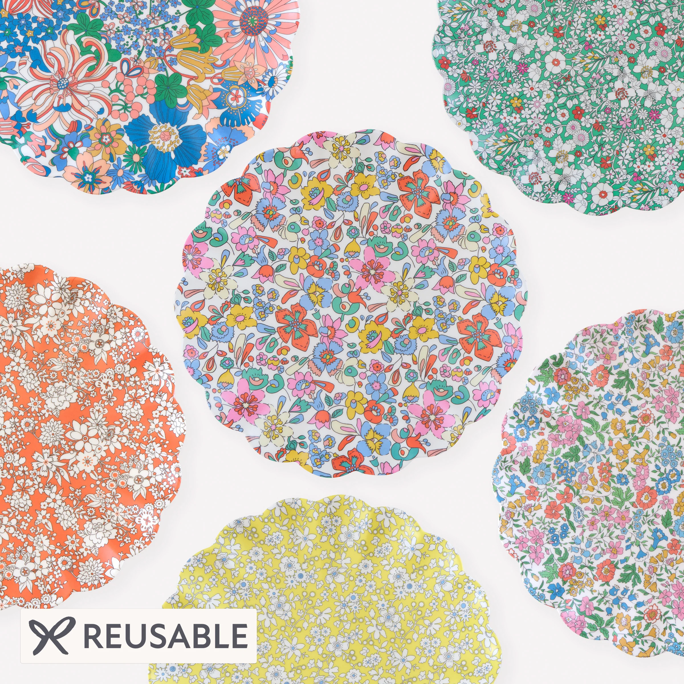 Meri Meri x Liberty Garden Party Reusable Large Plates (x 6)