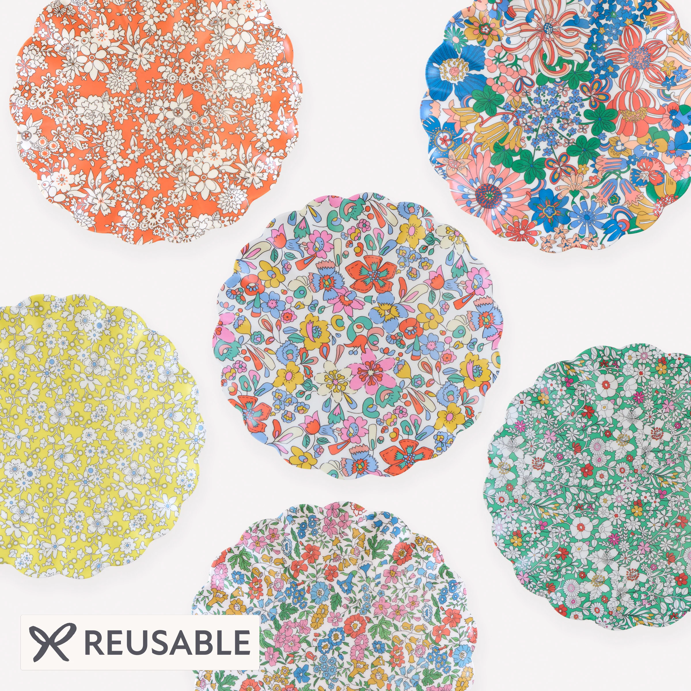 Meri Meri x Liberty Garden Party Reusable Small Plates (x 6)