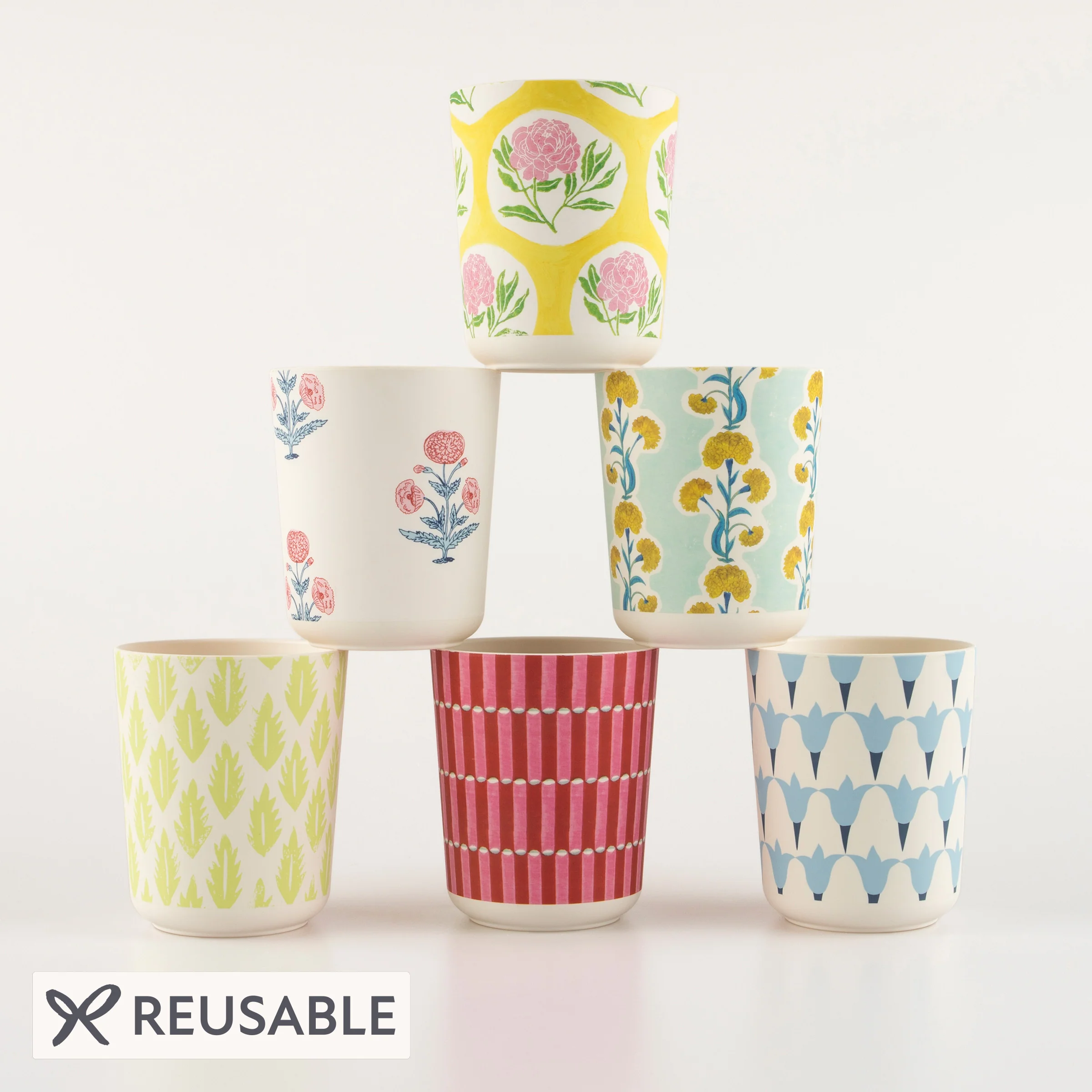 Meri Meri x Molly Mahon Patterned Reusable Cups (x 6)