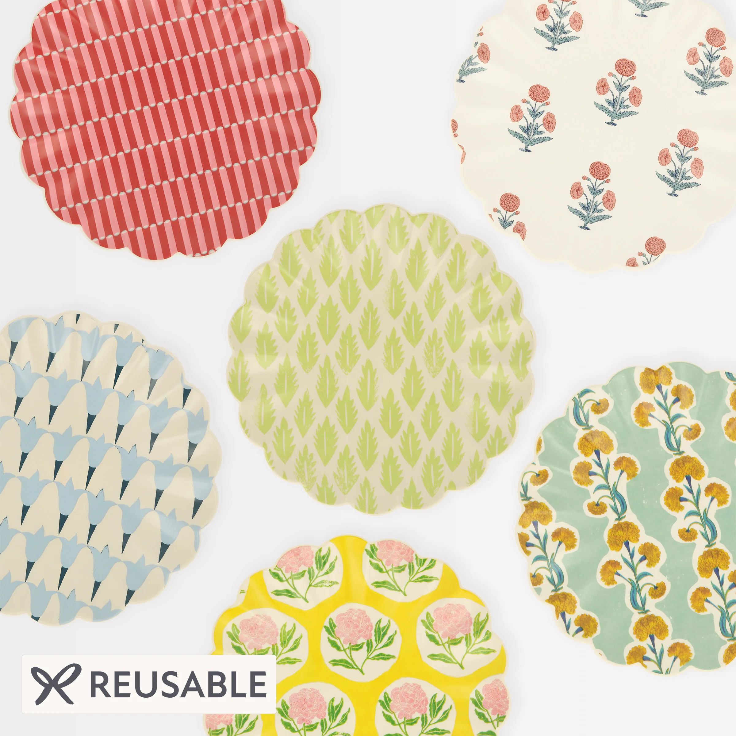 Meri Meri x Molly Mahon Patterned Reusable Small Plates (x 6)