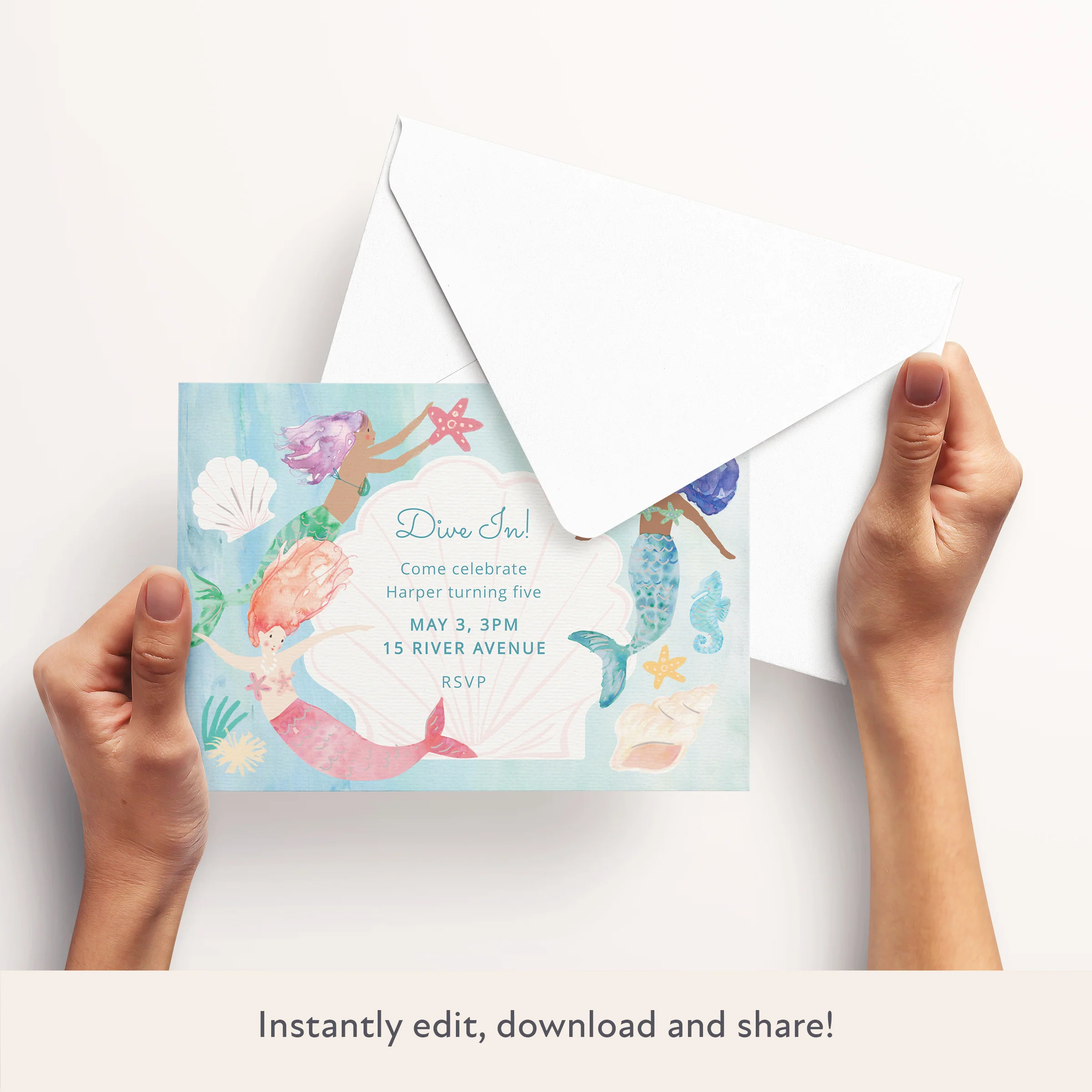 Mermaid Download & Print Invitation - Image 3