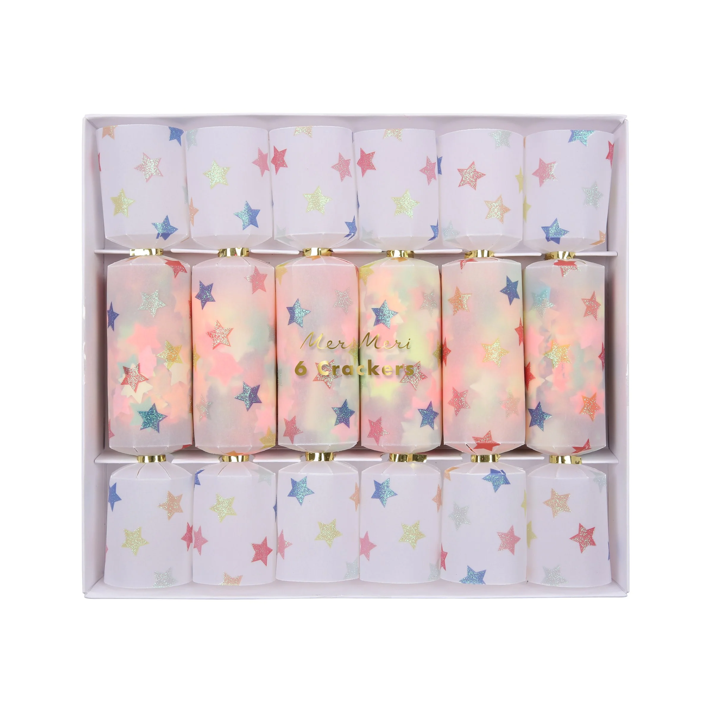 Multicolour Star Confetti Small Crackers (x 6)