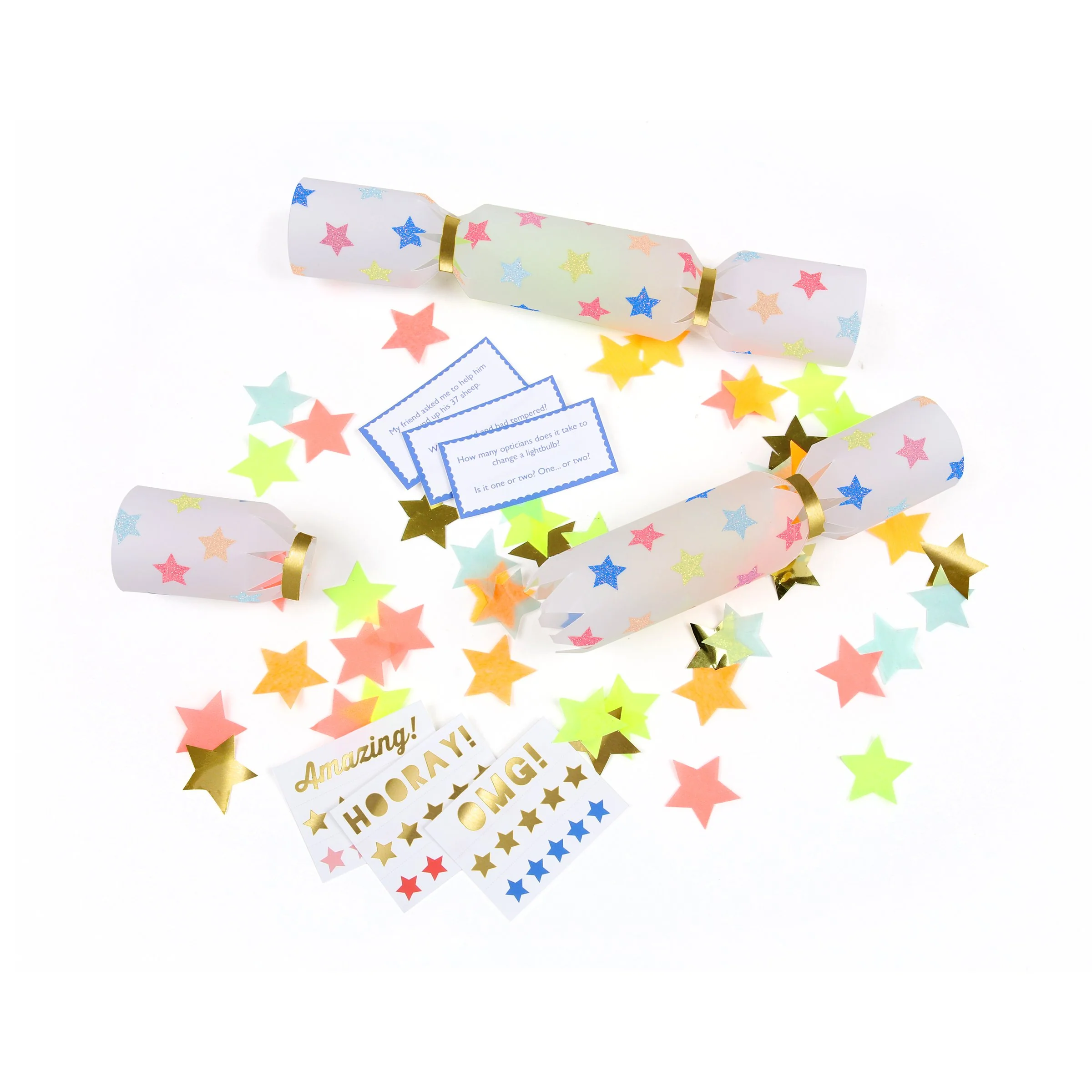 Multicolour Star Confetti Small Crackers (x 6) - Image 2