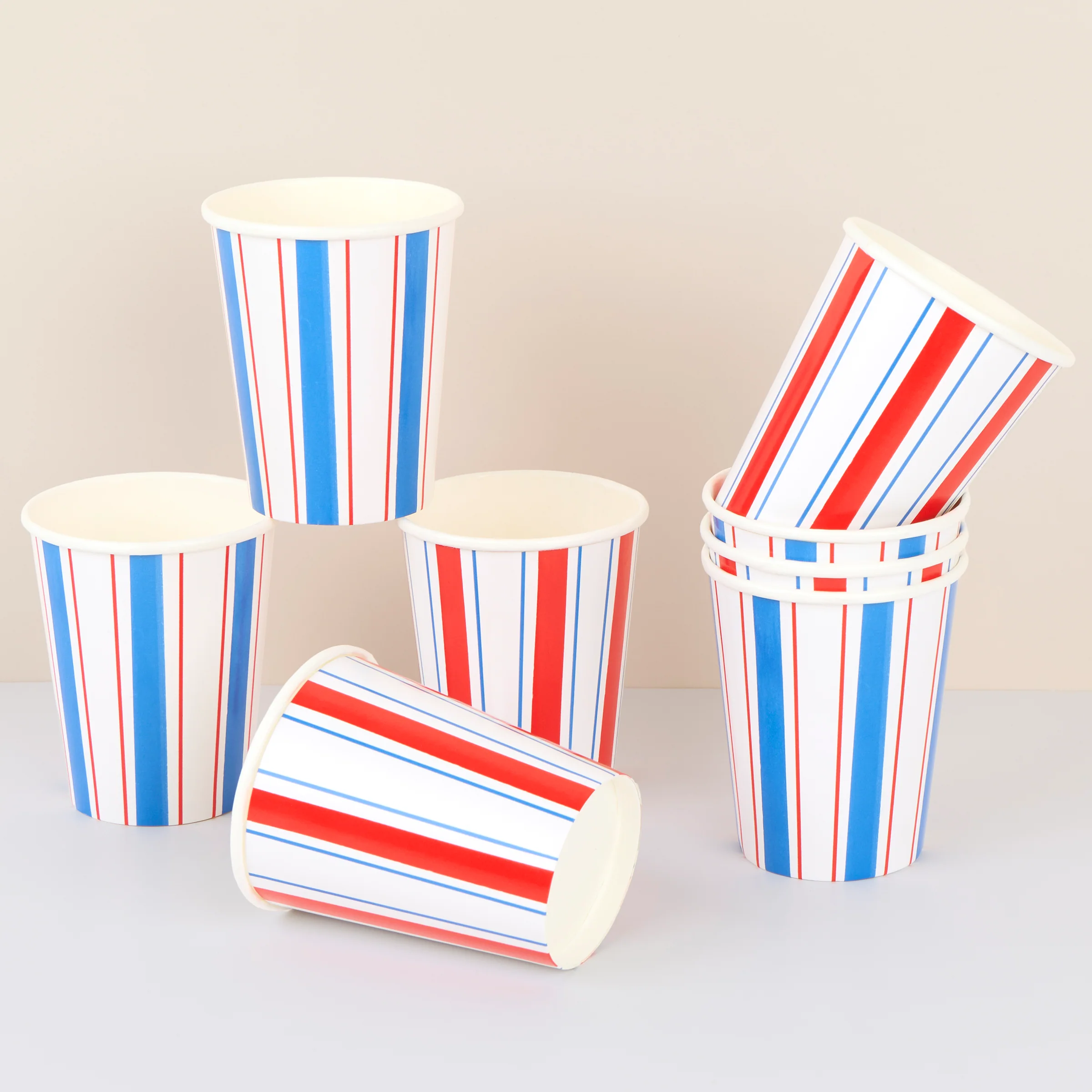 Nautical Striped Cups (x 8)