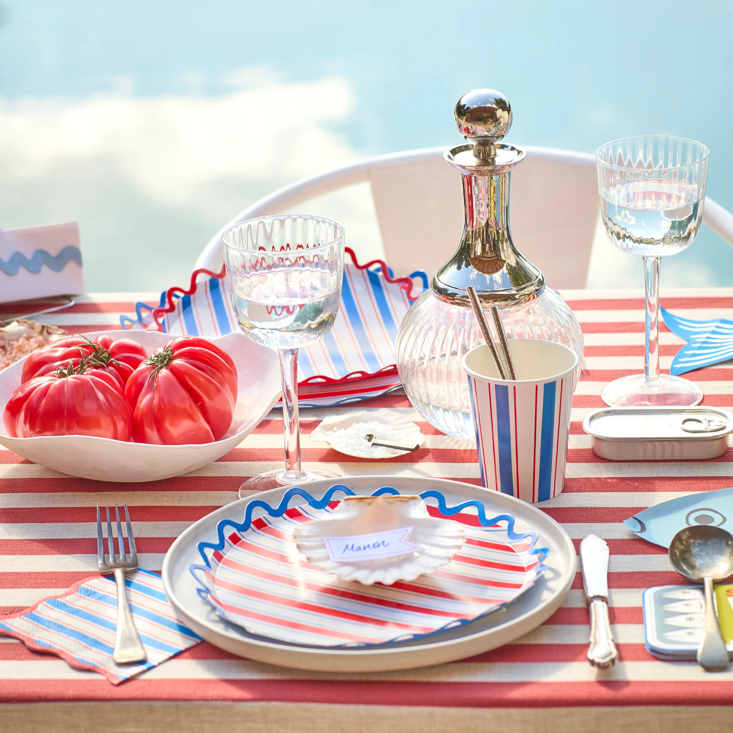 Nautical Striped Cups (x 8) - Image 2