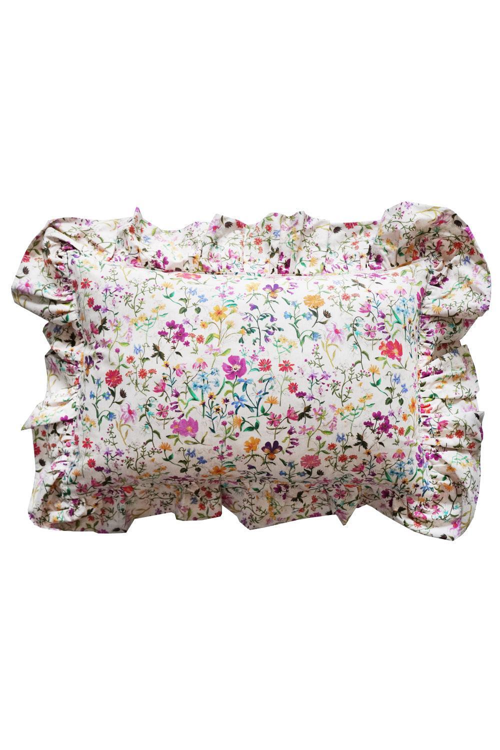 Linen Garden Oblong Ruffle Cushion made with Liberty Fabric