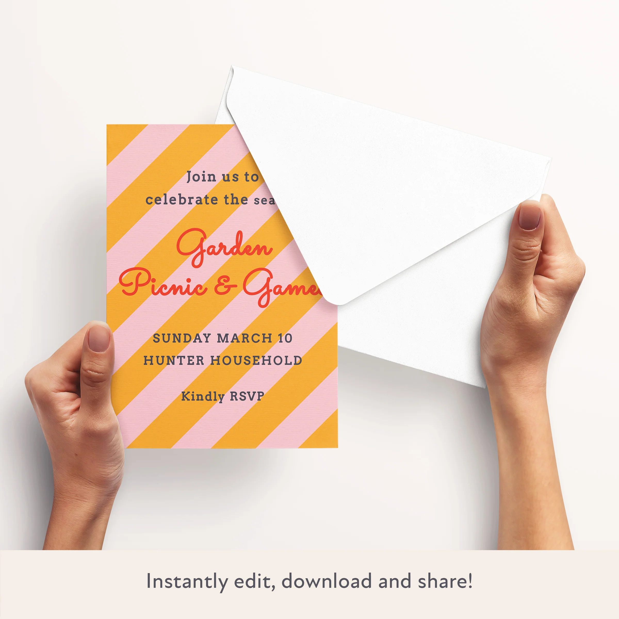 Orange/Pink Fun Stripe Download & Print Invitation - Image 3
