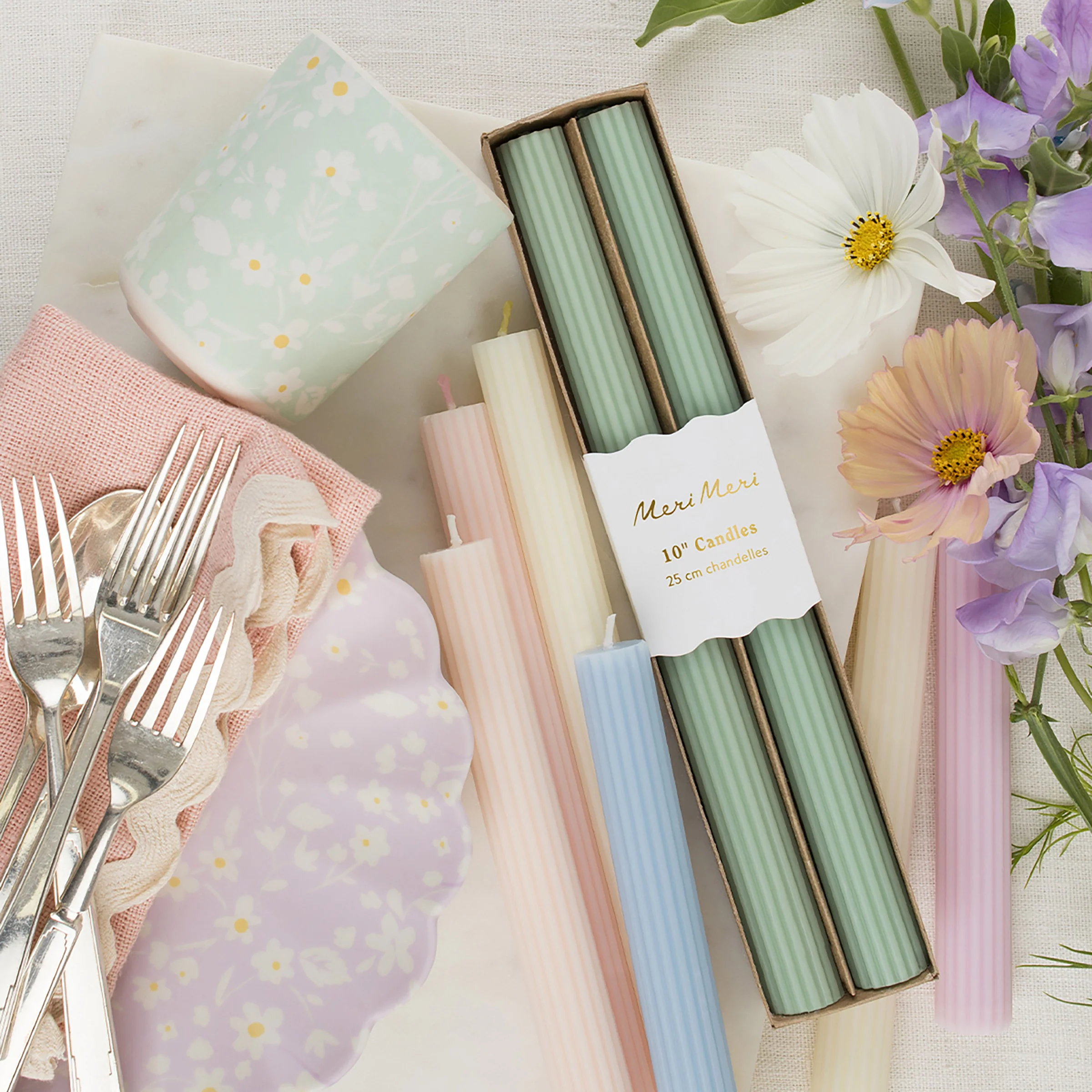 Summer Sky Blue Table Candles (x 2) - Image 2