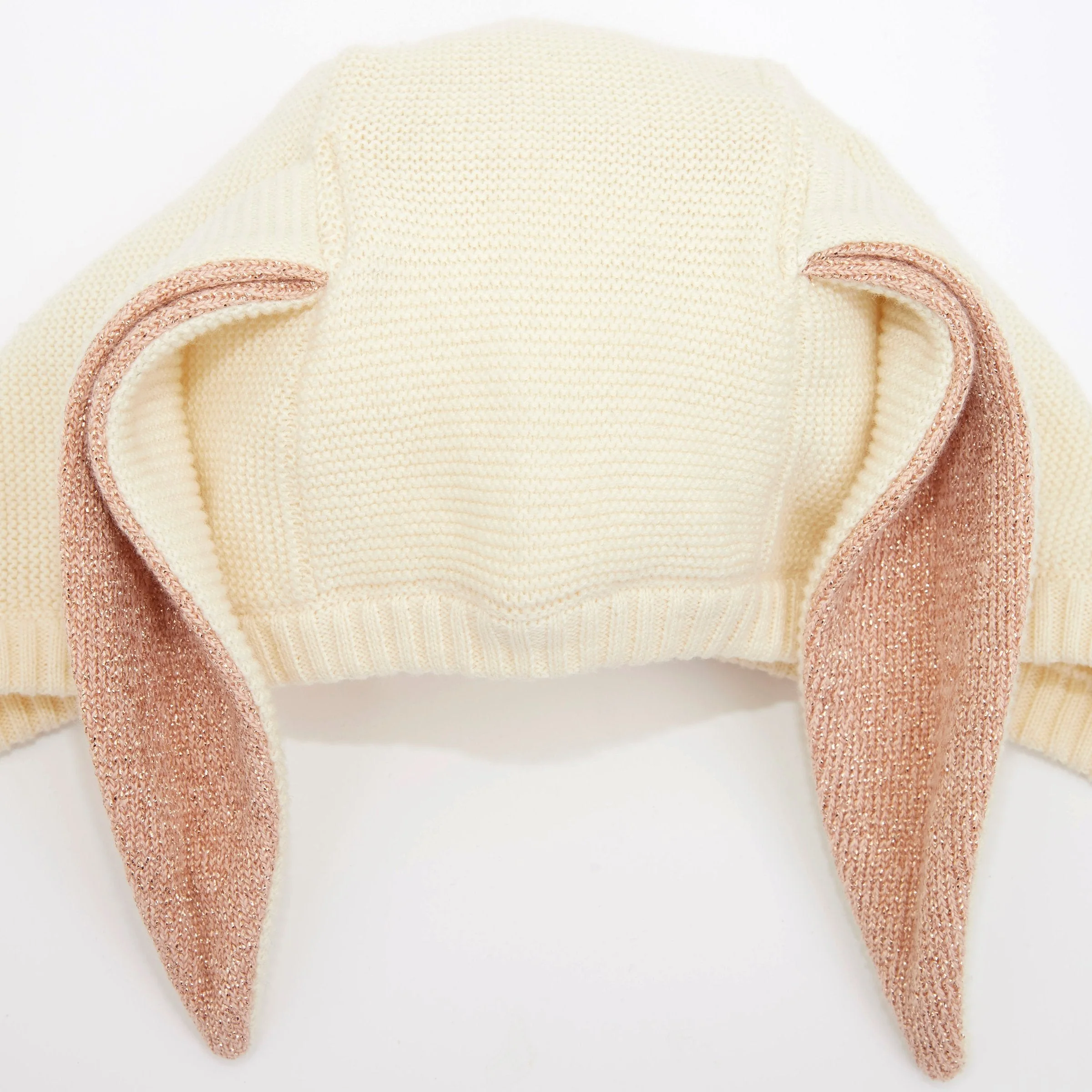 Peach Sparkle Bunny Baby Bonnet - Image 4