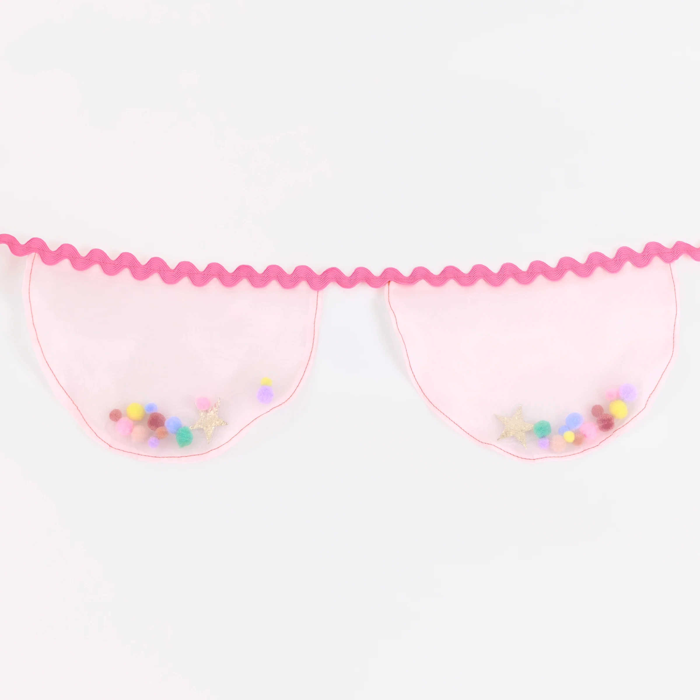 Pink Organza Pompom Garland - Image 3