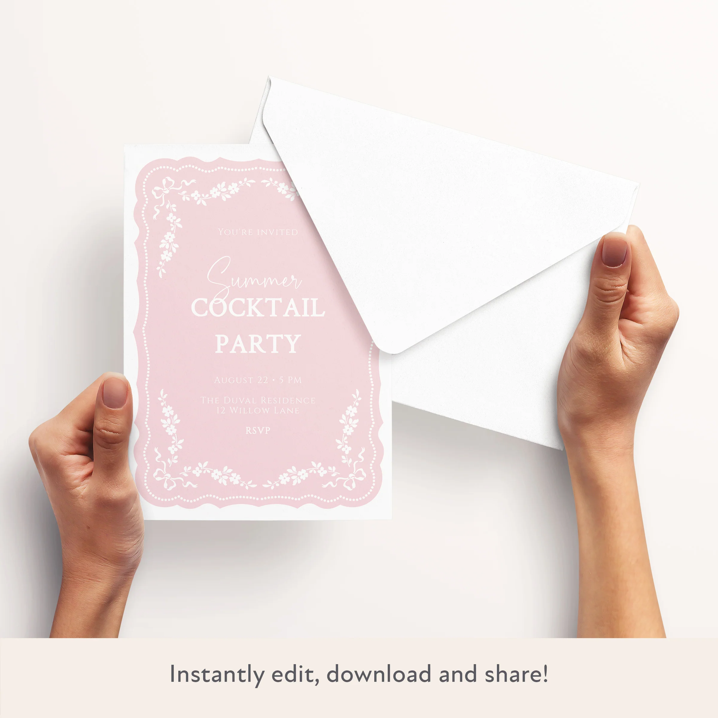 Pink Rococo Download & Print Invitation - Image 3