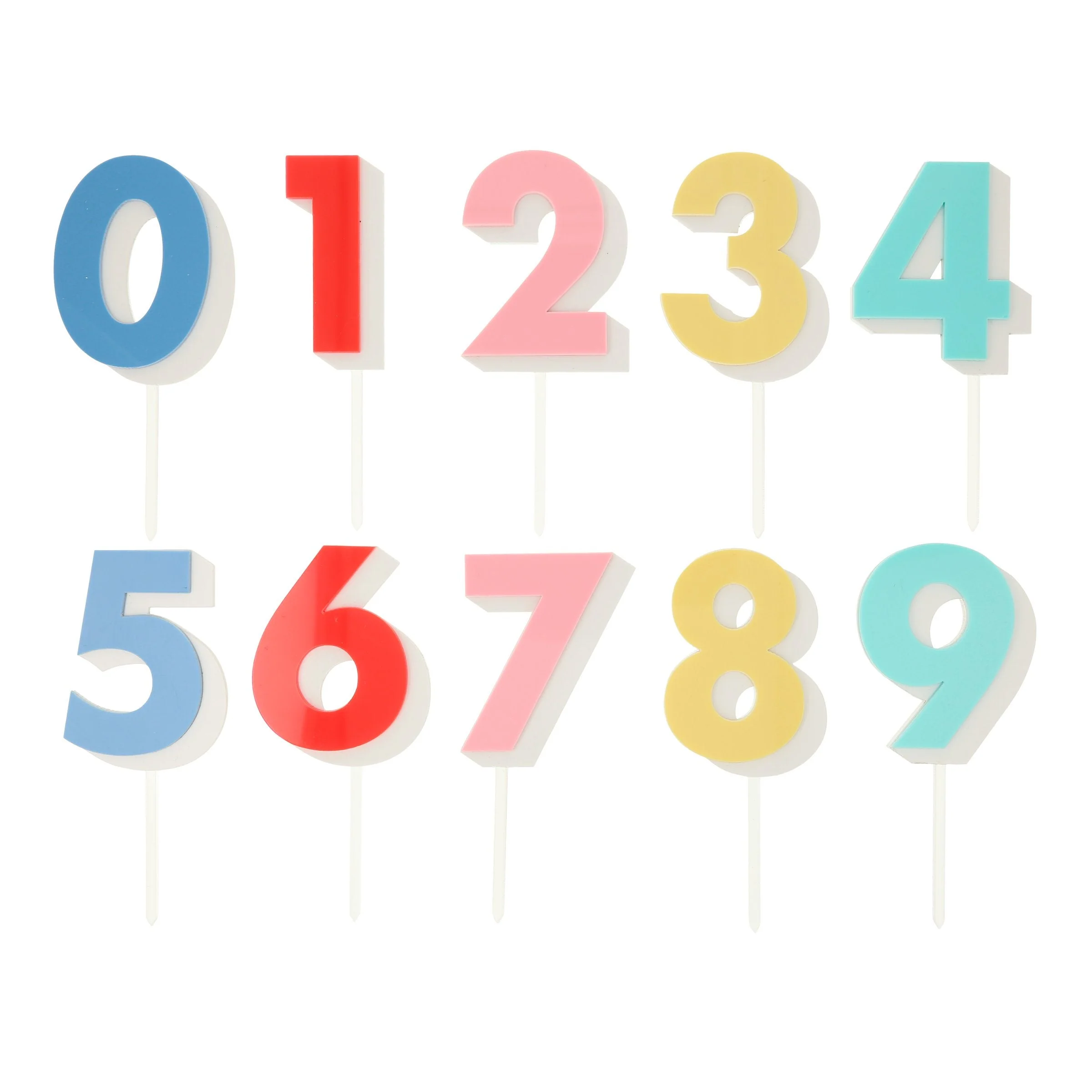 Rainbow Number Acrylic Toppers (x 10) - Image 2