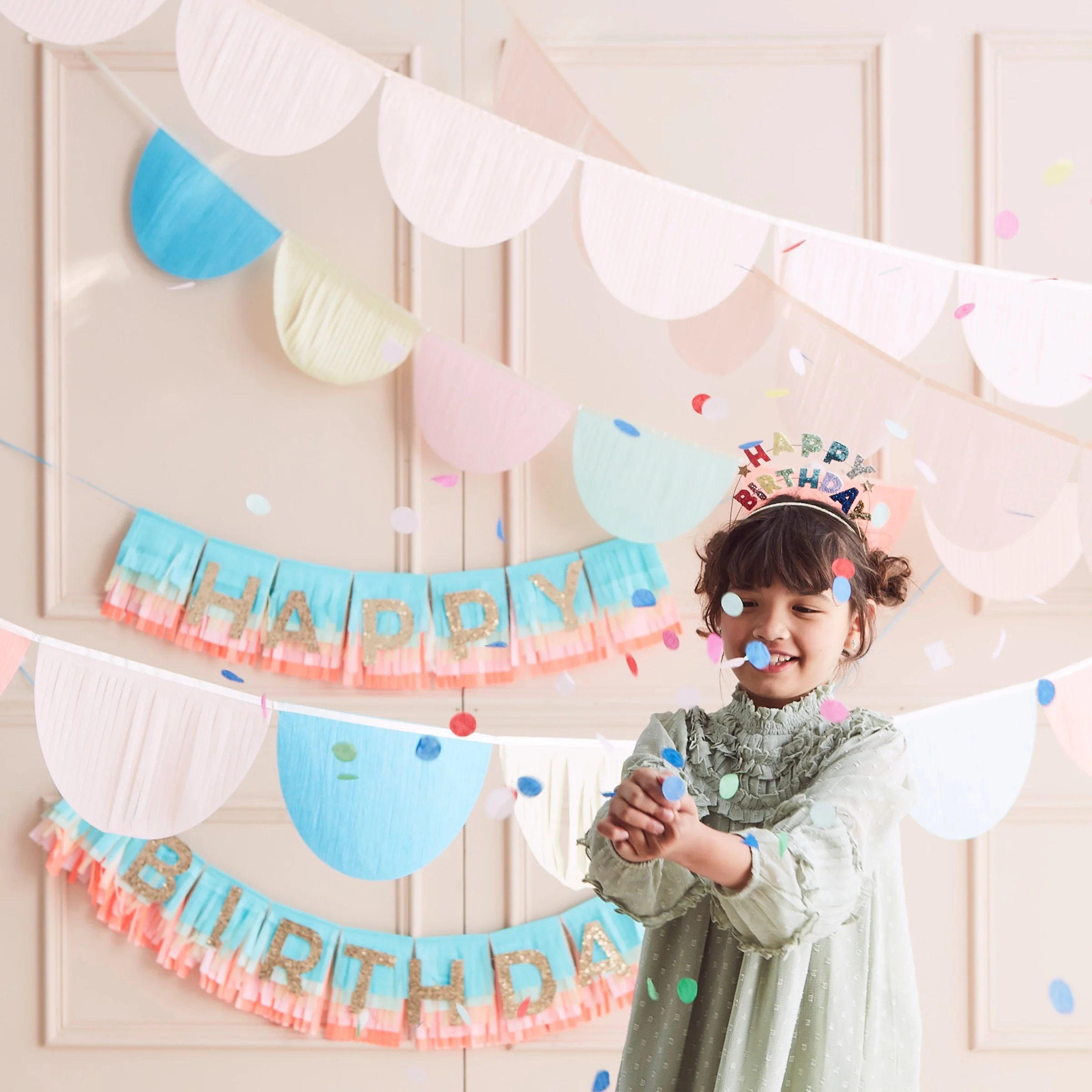 Rainbow Tissue Paper Scallop Garland Set - Image 6
