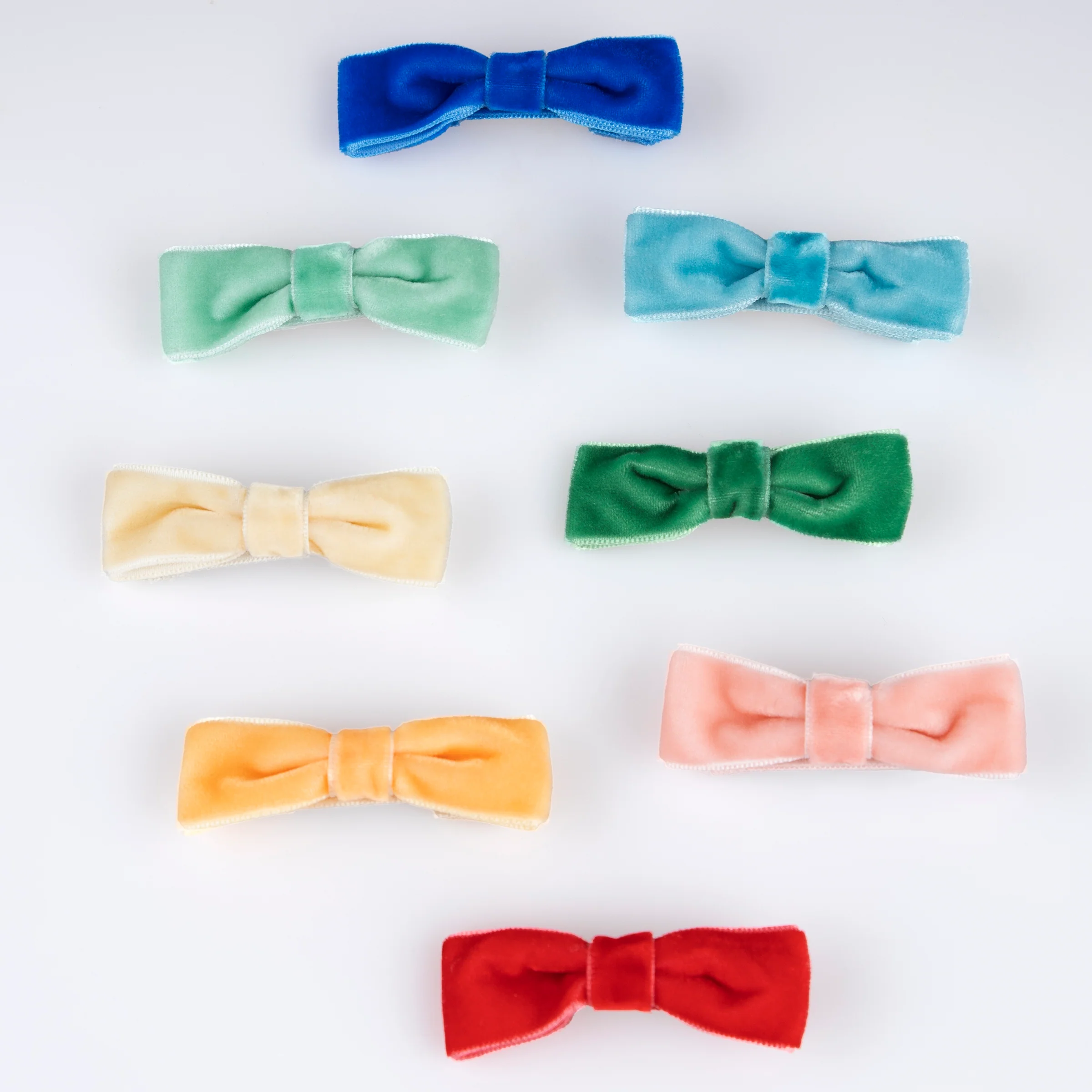 Rainbow Velvet Bow Hair Clips (x 8) - Image 2