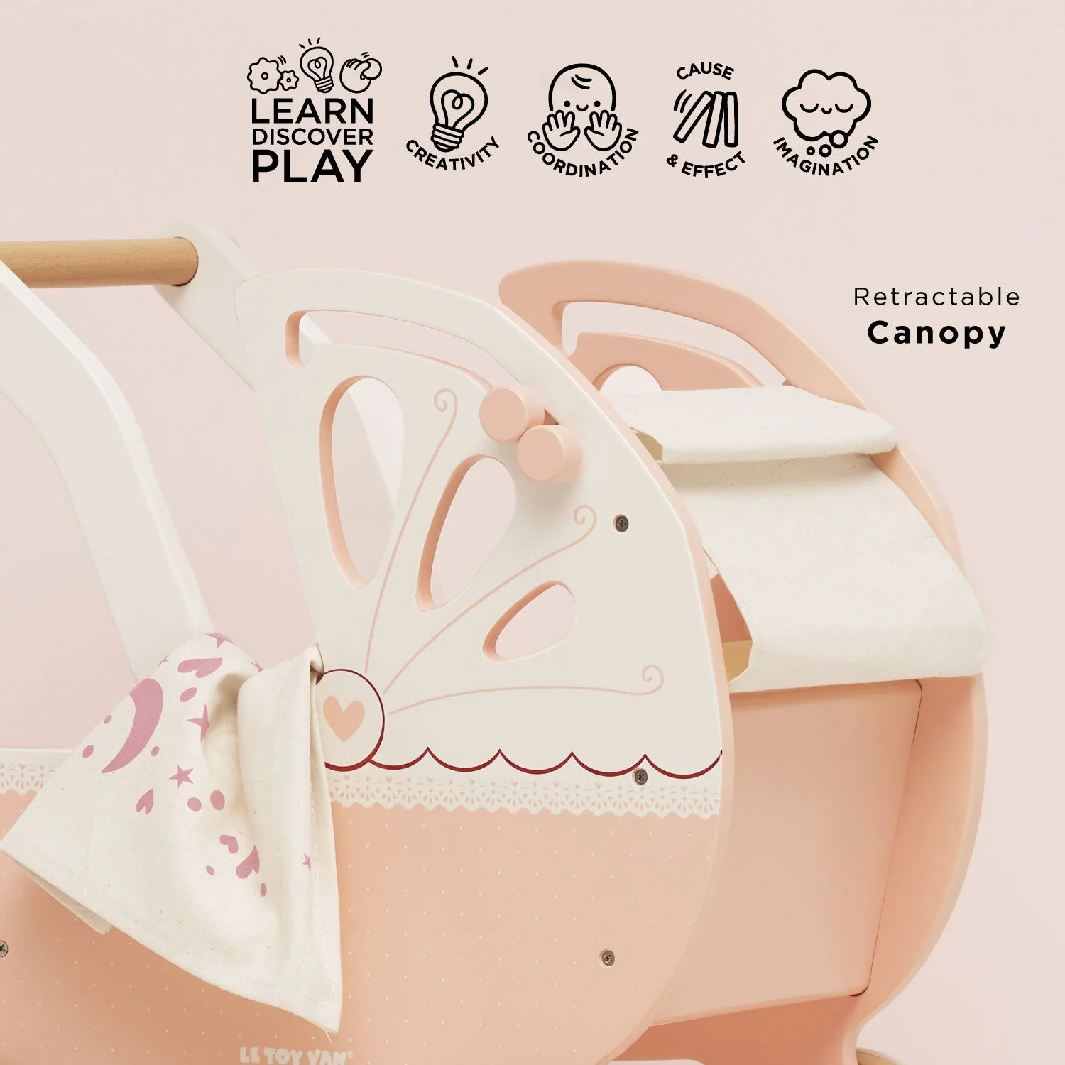Retro Wooden Doll Pram - Image 3